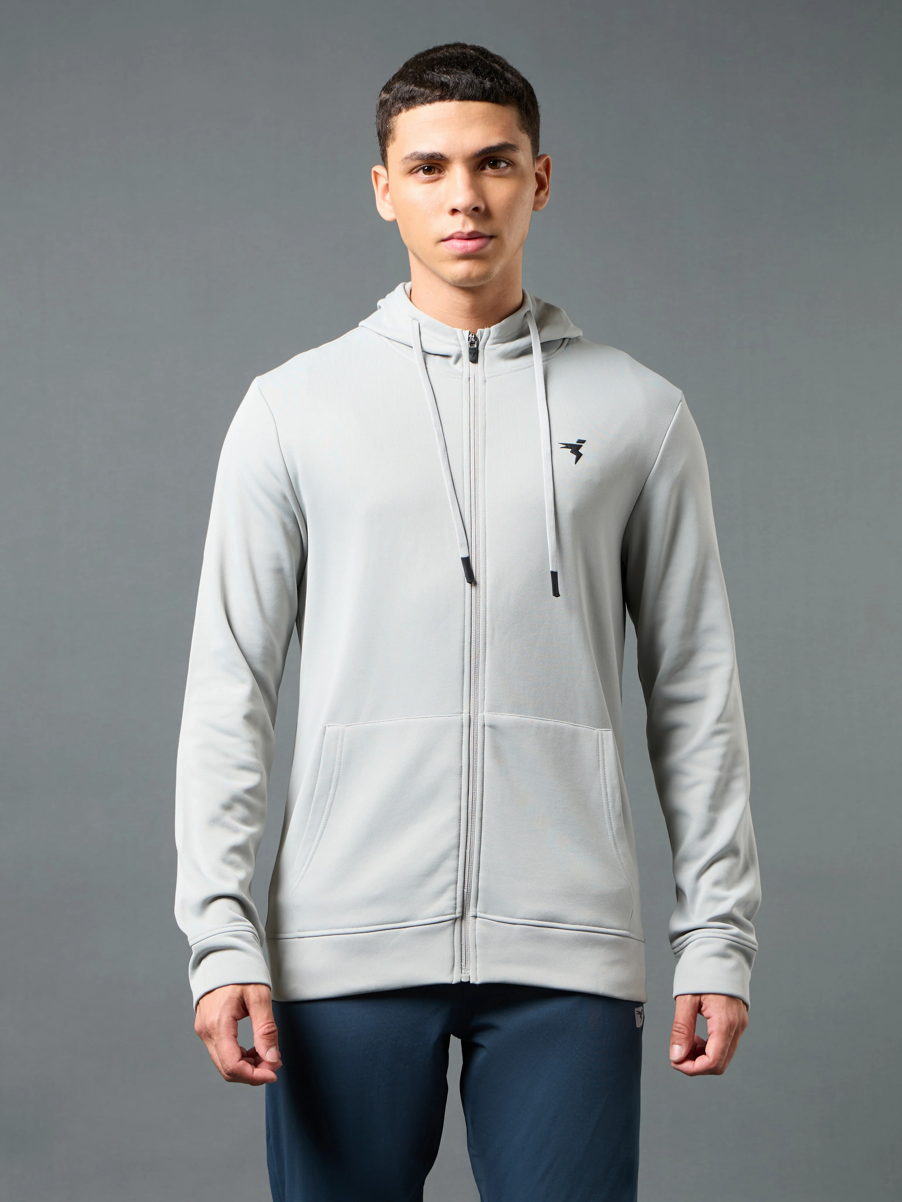 Men Solid Slim Fit Hooded Jacket with TECHNOWARM+ - Image 2
