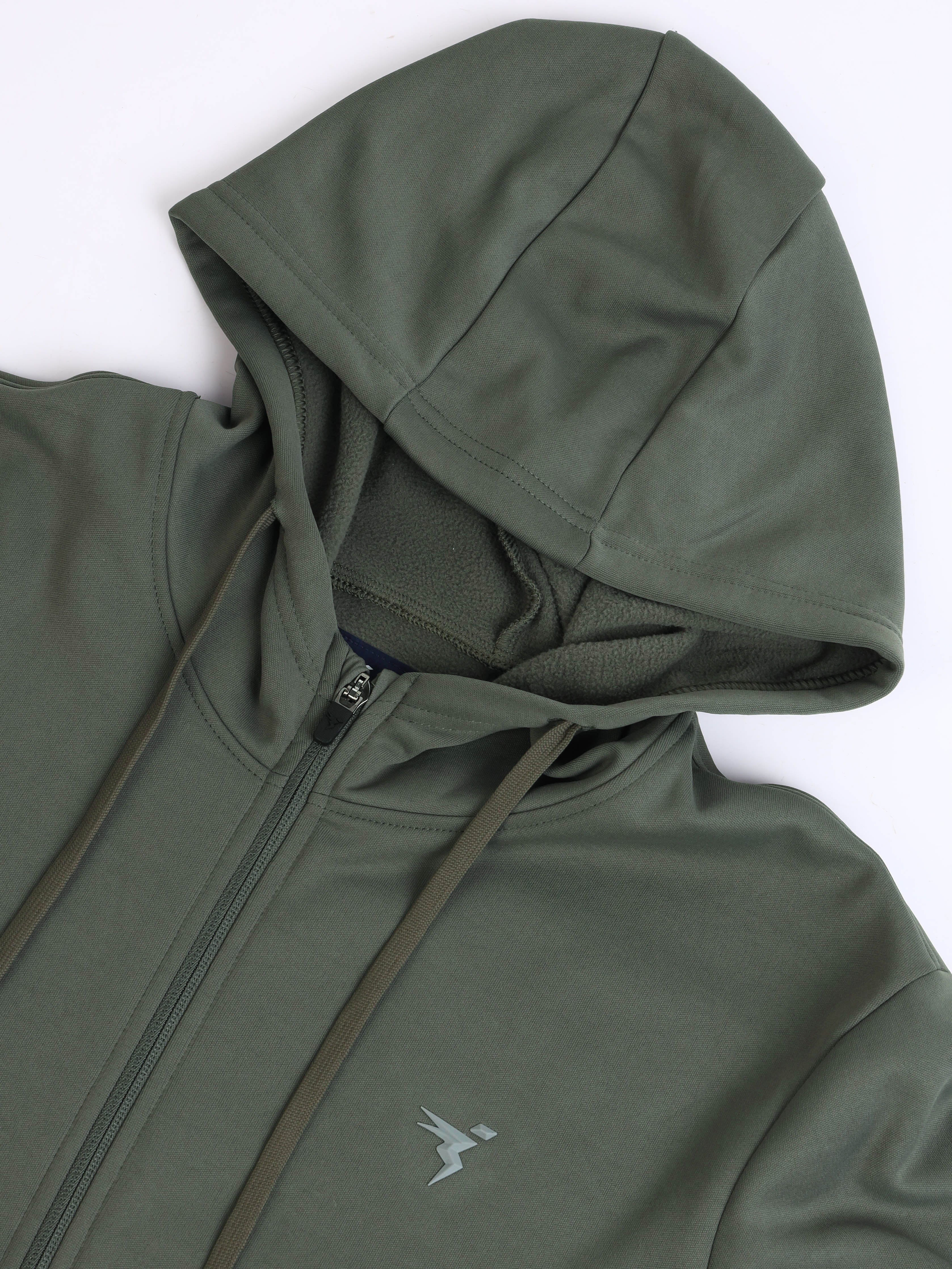 Men Solid Slim Fit Hooded Jacket with TECHNOWARM+ - Image 7
