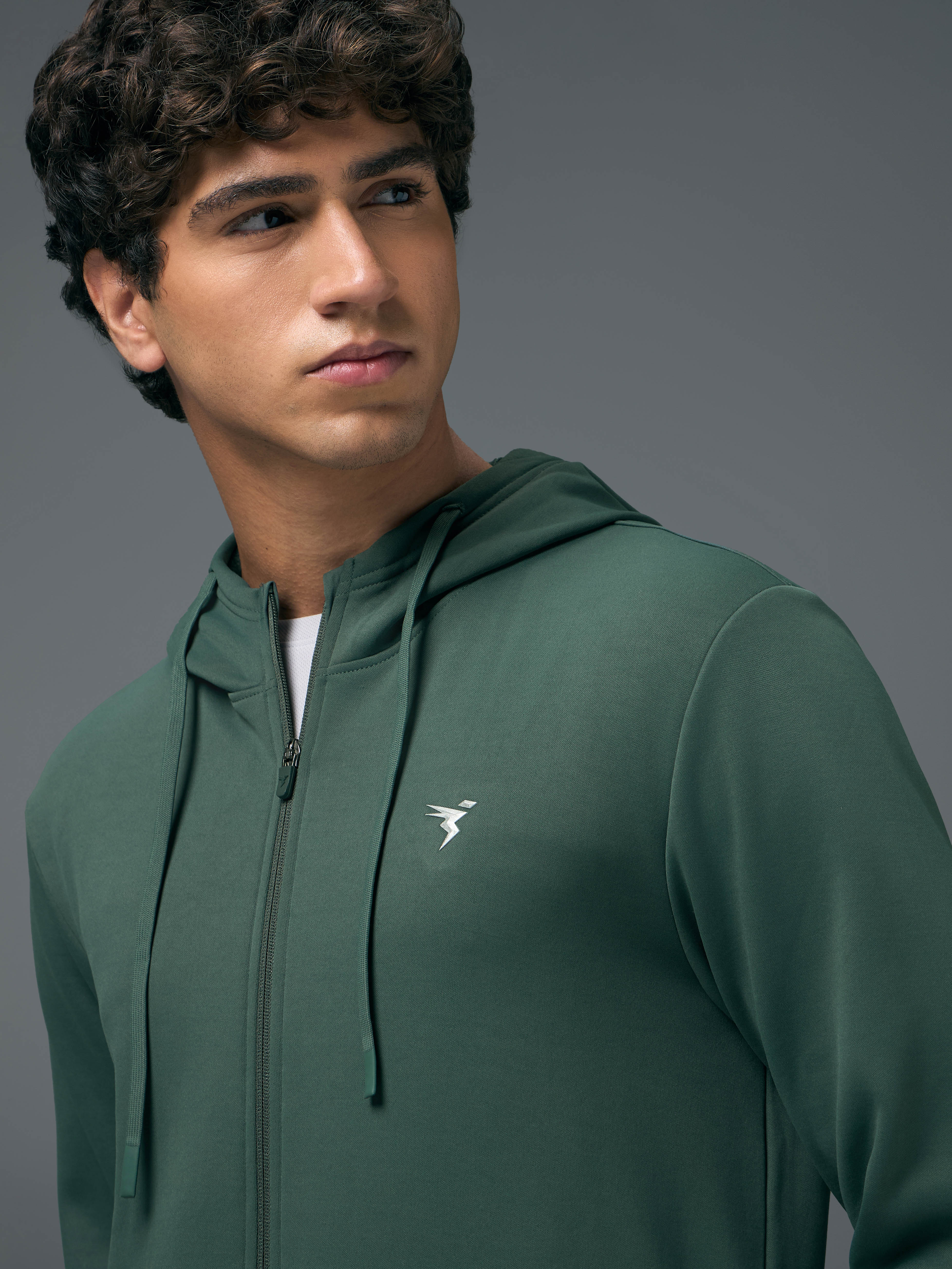 Men Solid Slim Fit Hooded Jacket with TECHNOWARM+ - Image 5