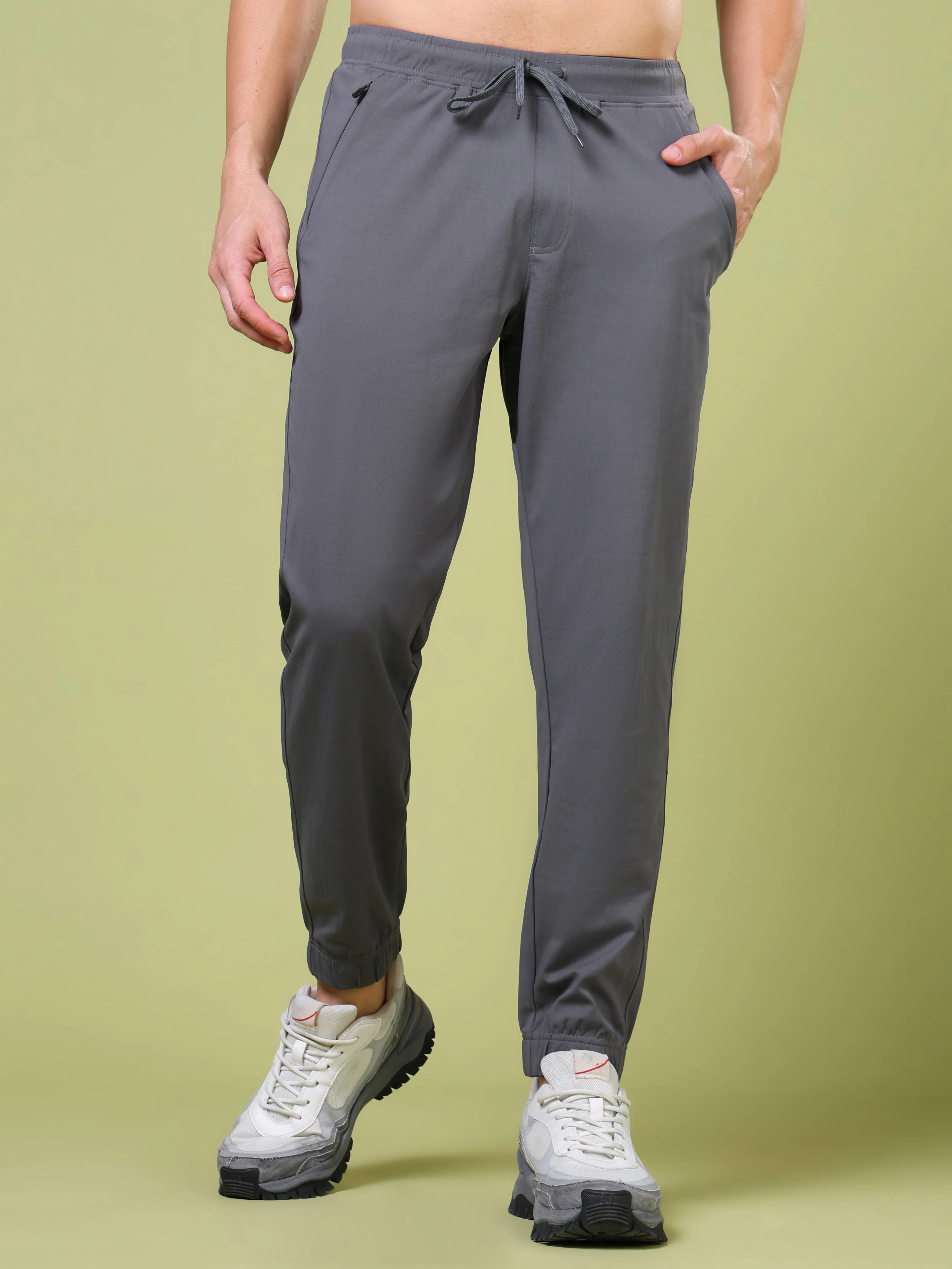 Men Solid Slim Fit Joggers with ELASTOPLUS - Image 2