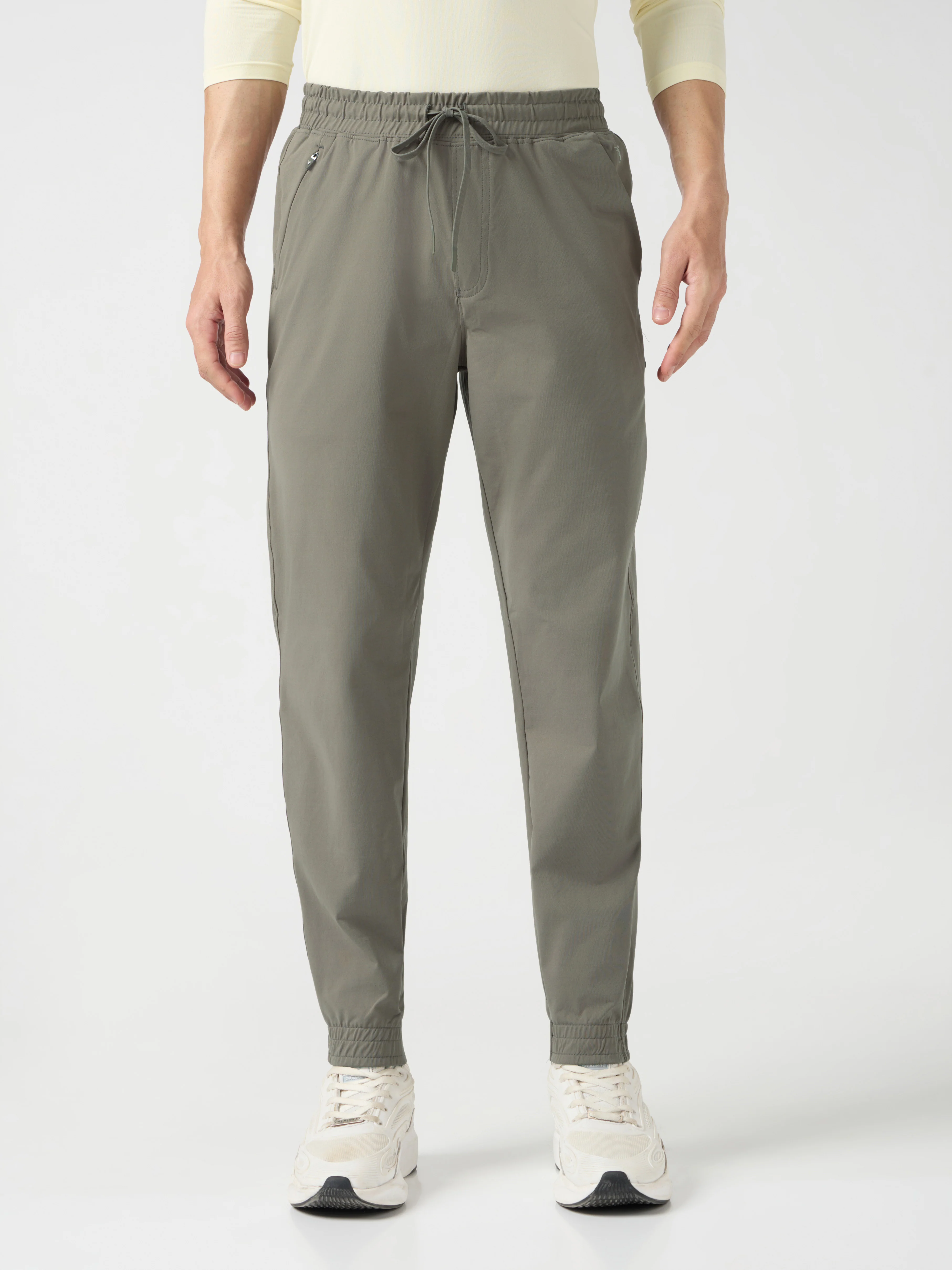 Men Solid Slim Fit Joggers with ELASTOPLUS - Image 2