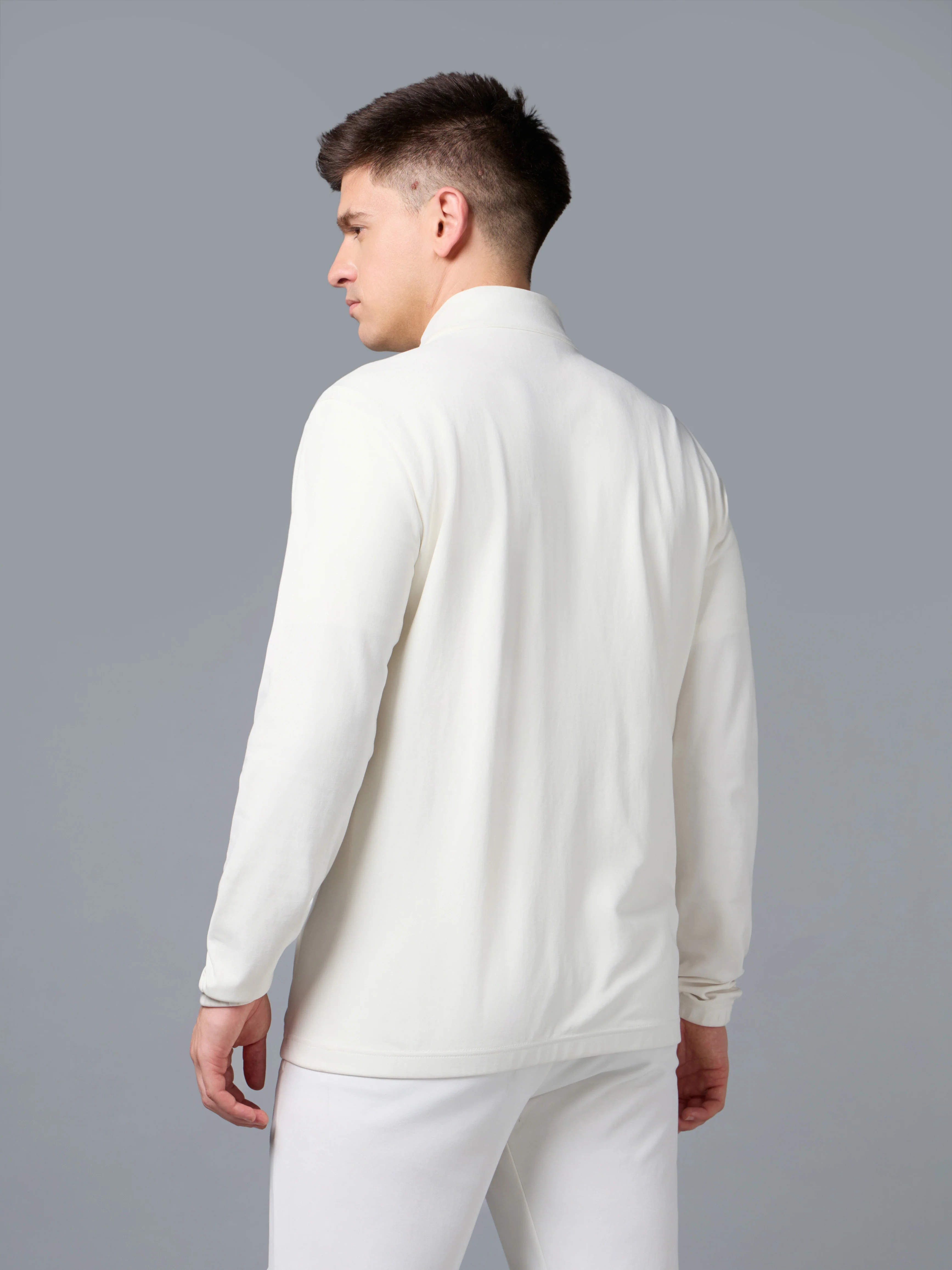 Men Solid Slim Fit Mock Neck Jacket with ELASTO PLUS - Image 3