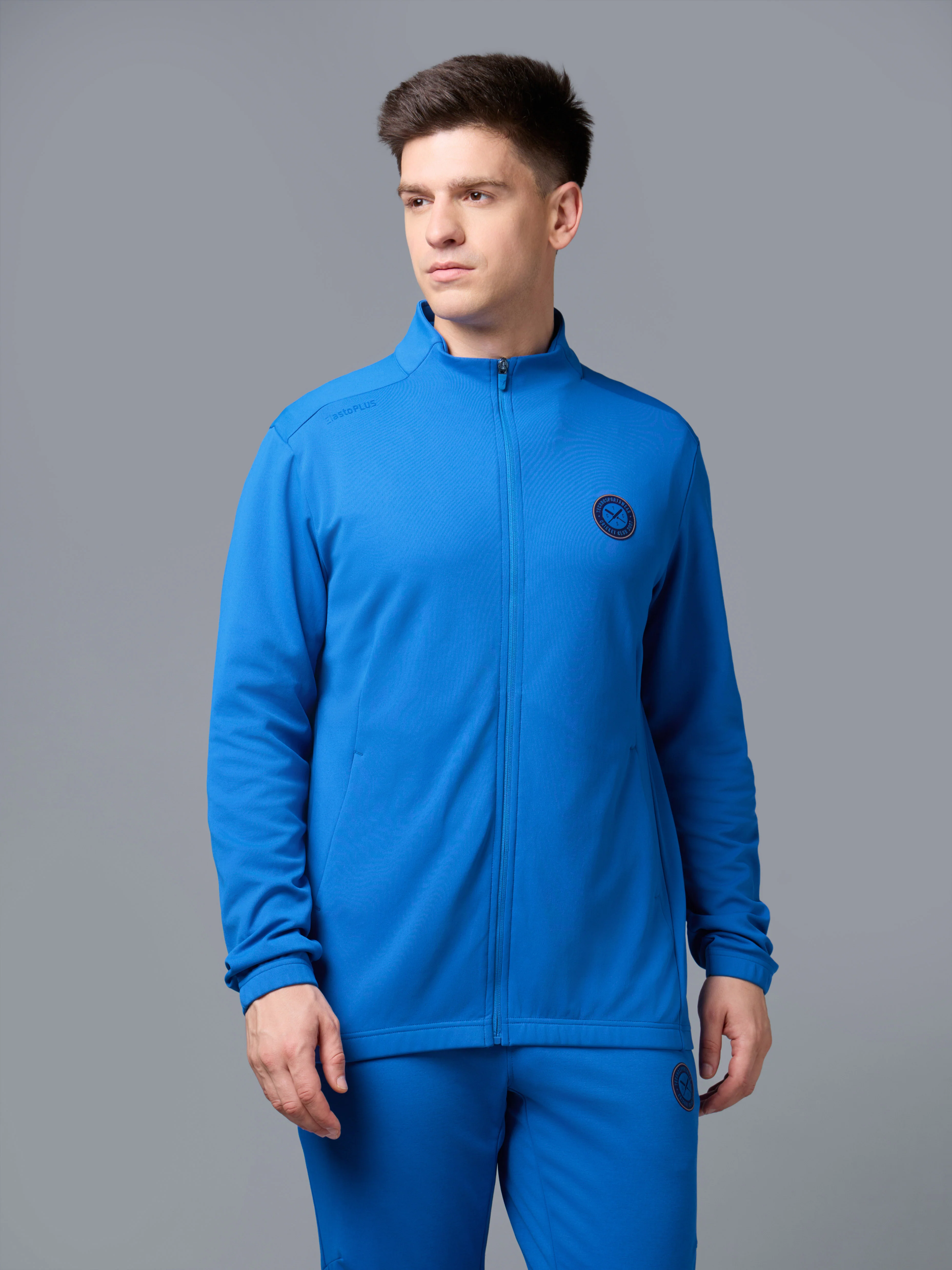 Men Solid Slim Fit Mock Neck Jacket with ELASTO PLUS - Image 2