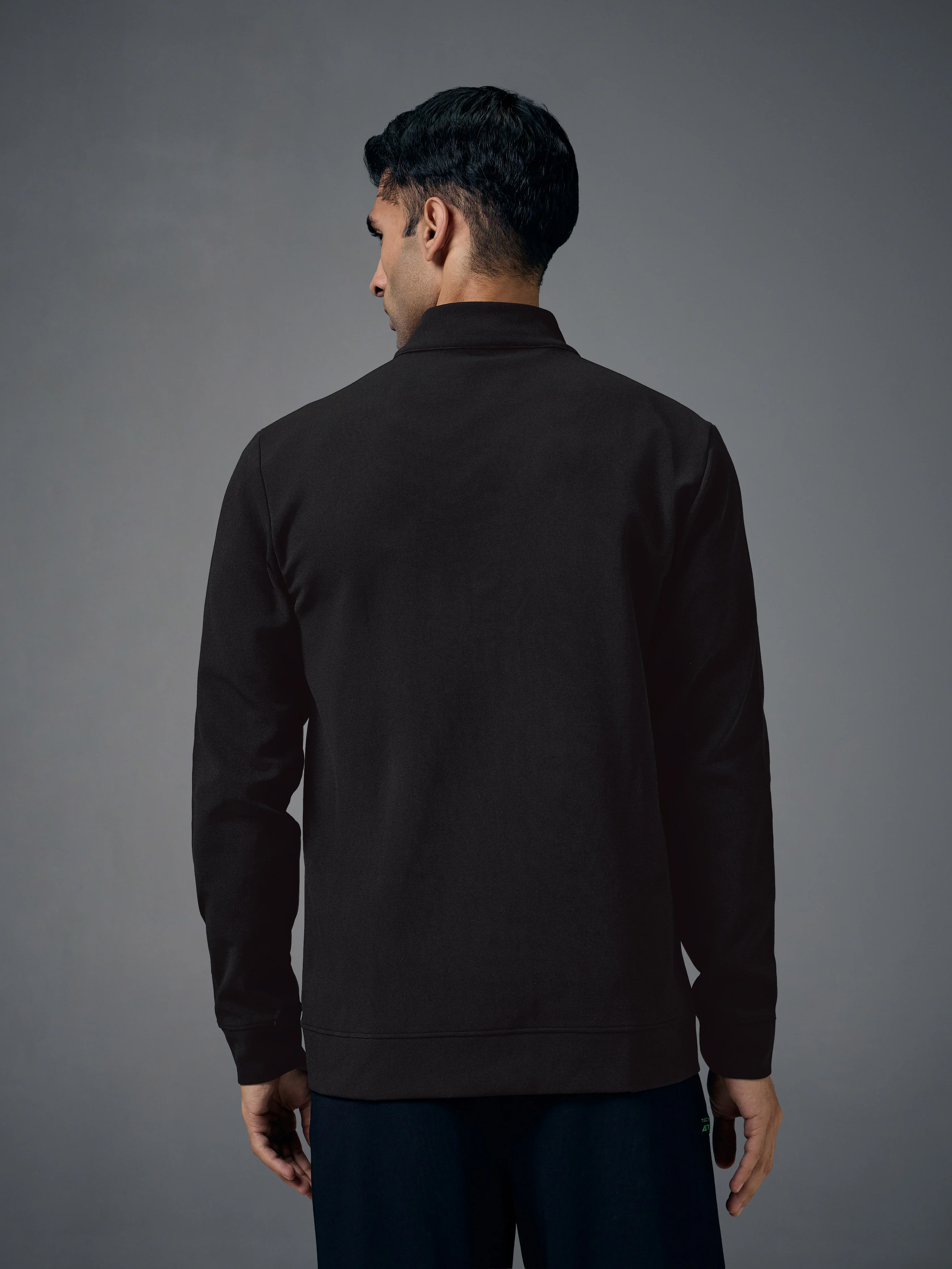 Men Solid Slim Fit Mock Neck Jacket with ELASTO PLUS - Image 3