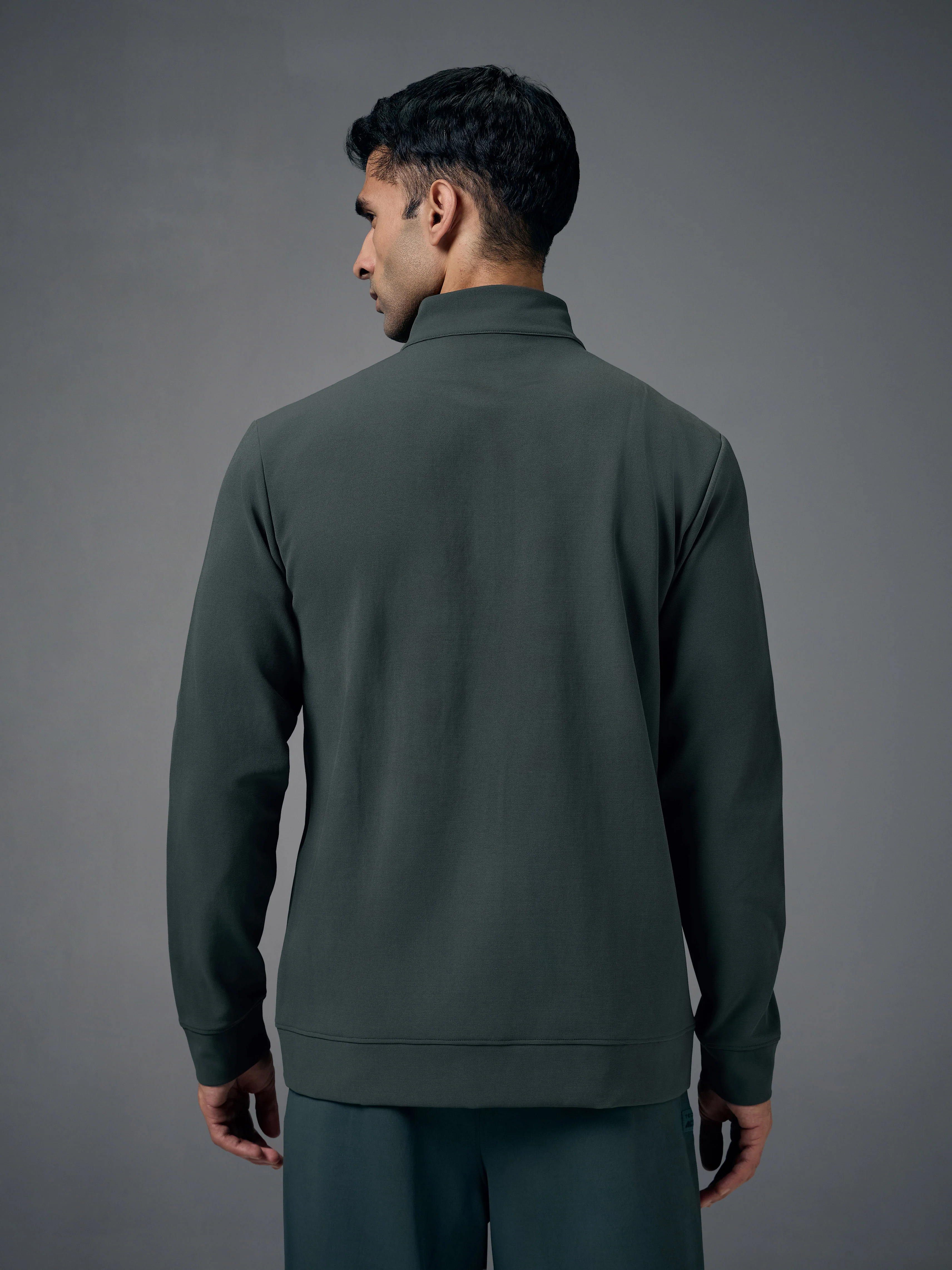 Men Solid Slim Fit Mock Neck Jacket with ELASTO PLUS - Image 3