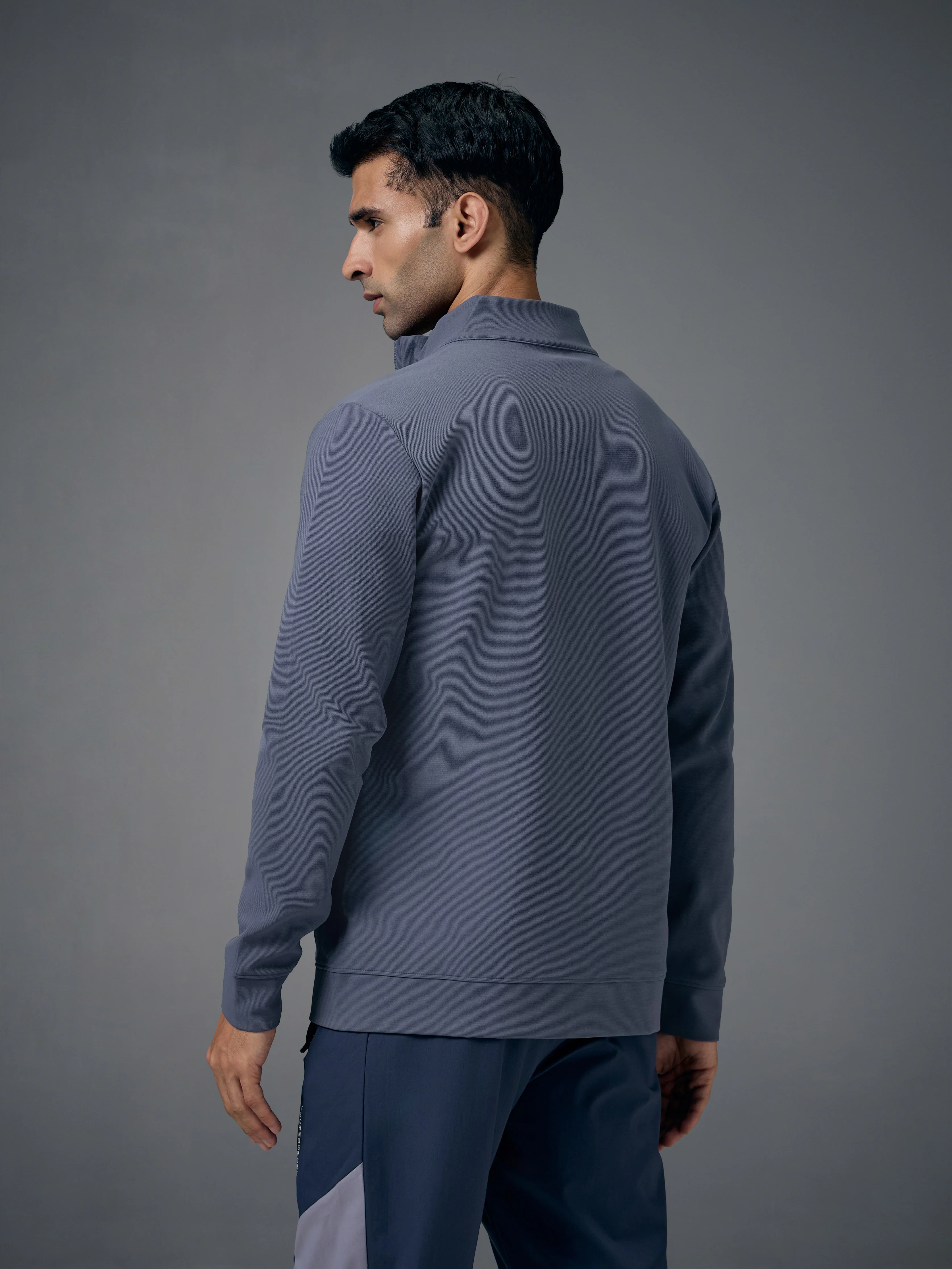 Men Solid Slim Fit Mock Neck Jacket with ELASTO PLUS - Image 3