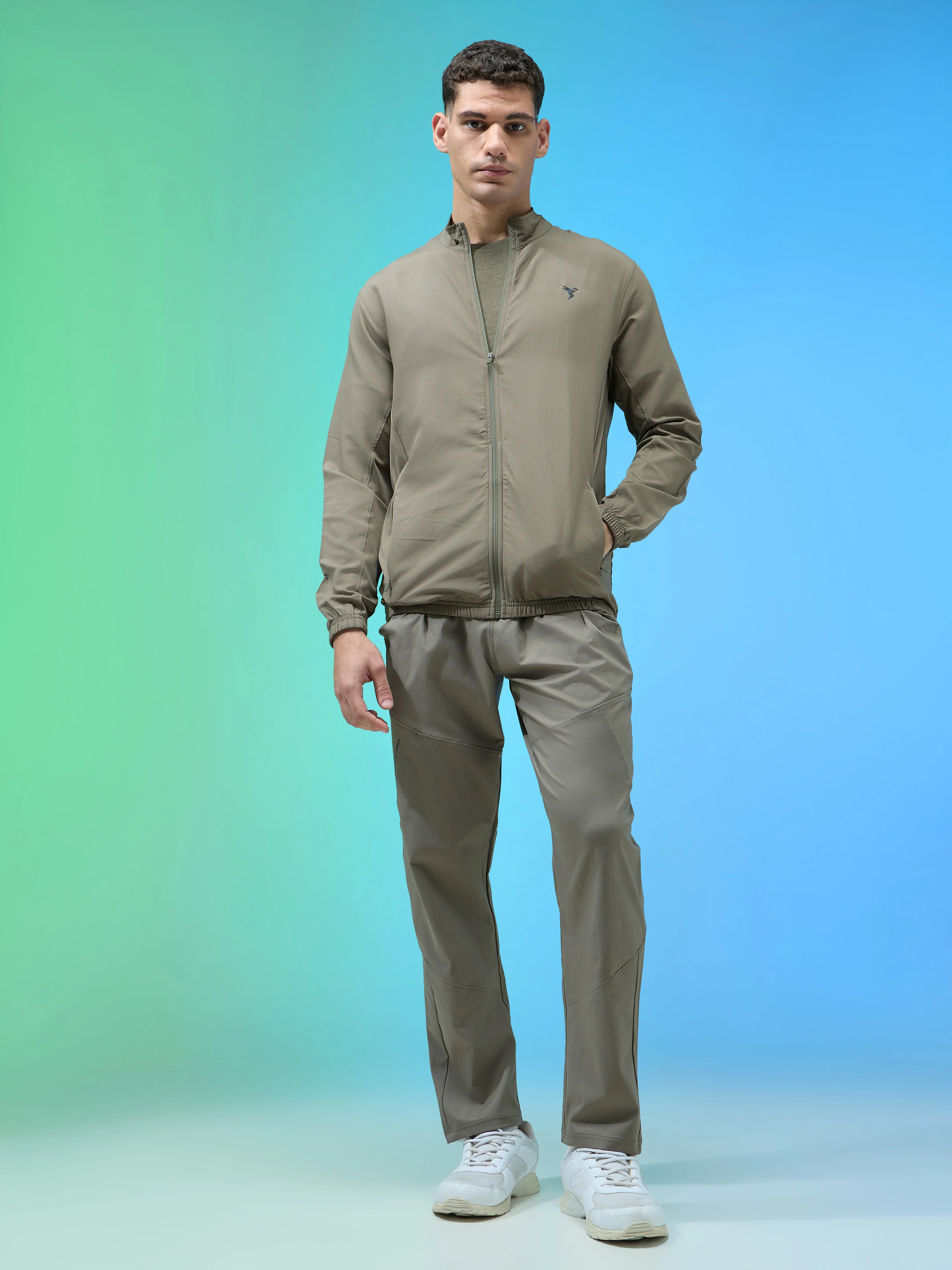 Men Solid Slim Fit Mock Neck Jacket with TECHNOLITE - Image 5