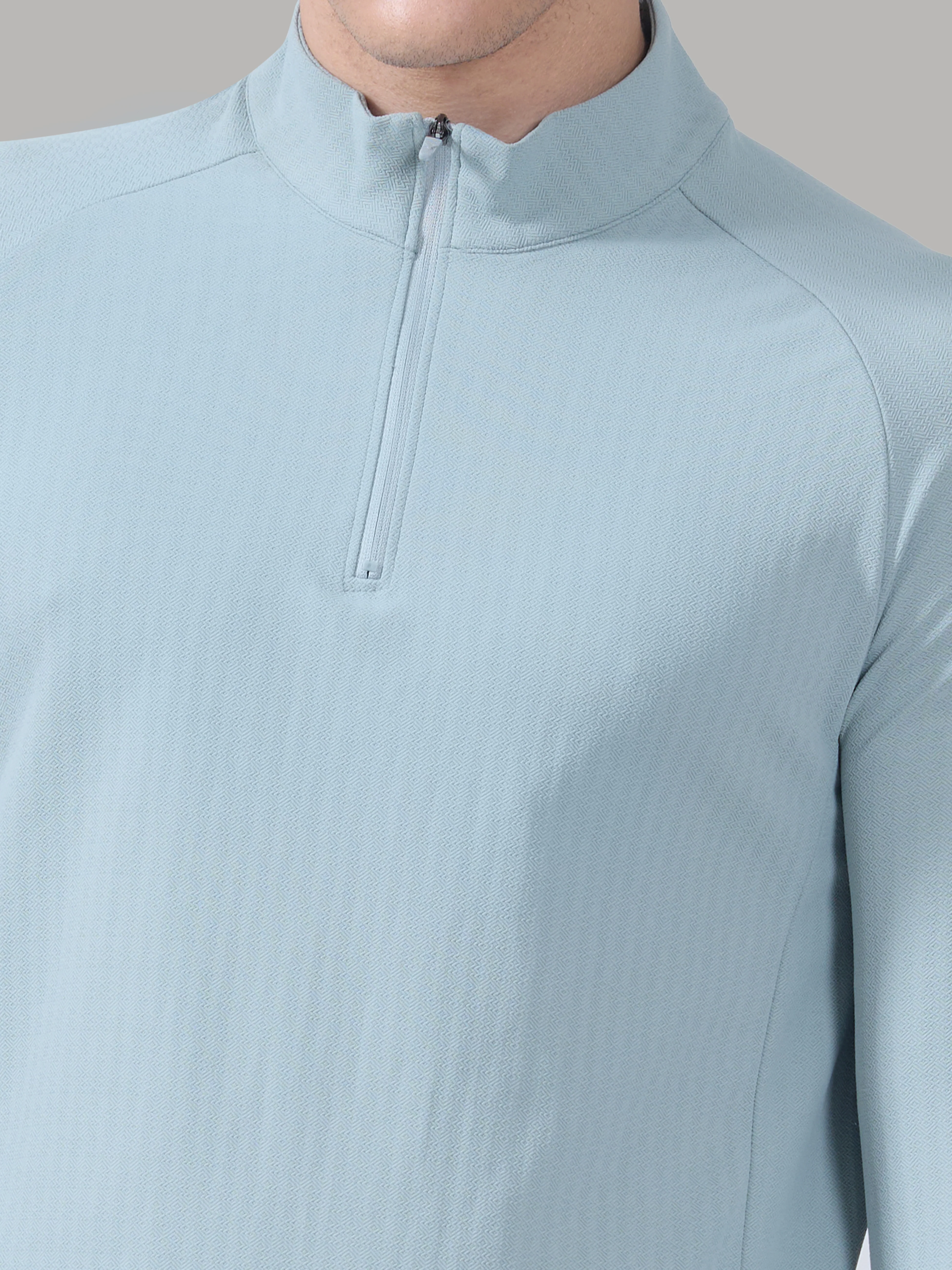 Men Solid Slim Fit Mock Neck Sports T-shirt with ELASTO PLUS - Image 4