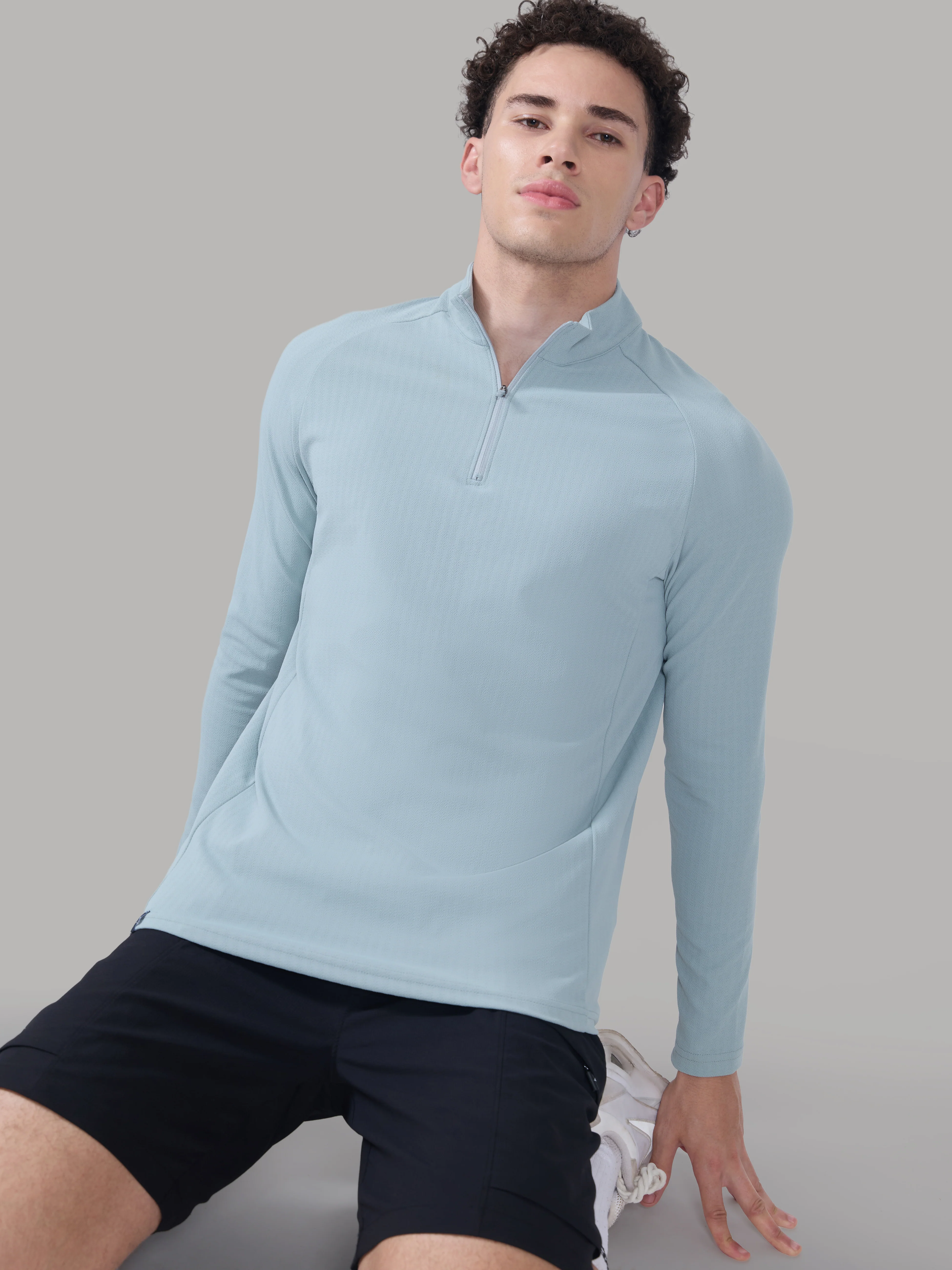Men Solid Slim Fit Mock Neck Sports T-shirt with ELASTO PLUS - Image 6