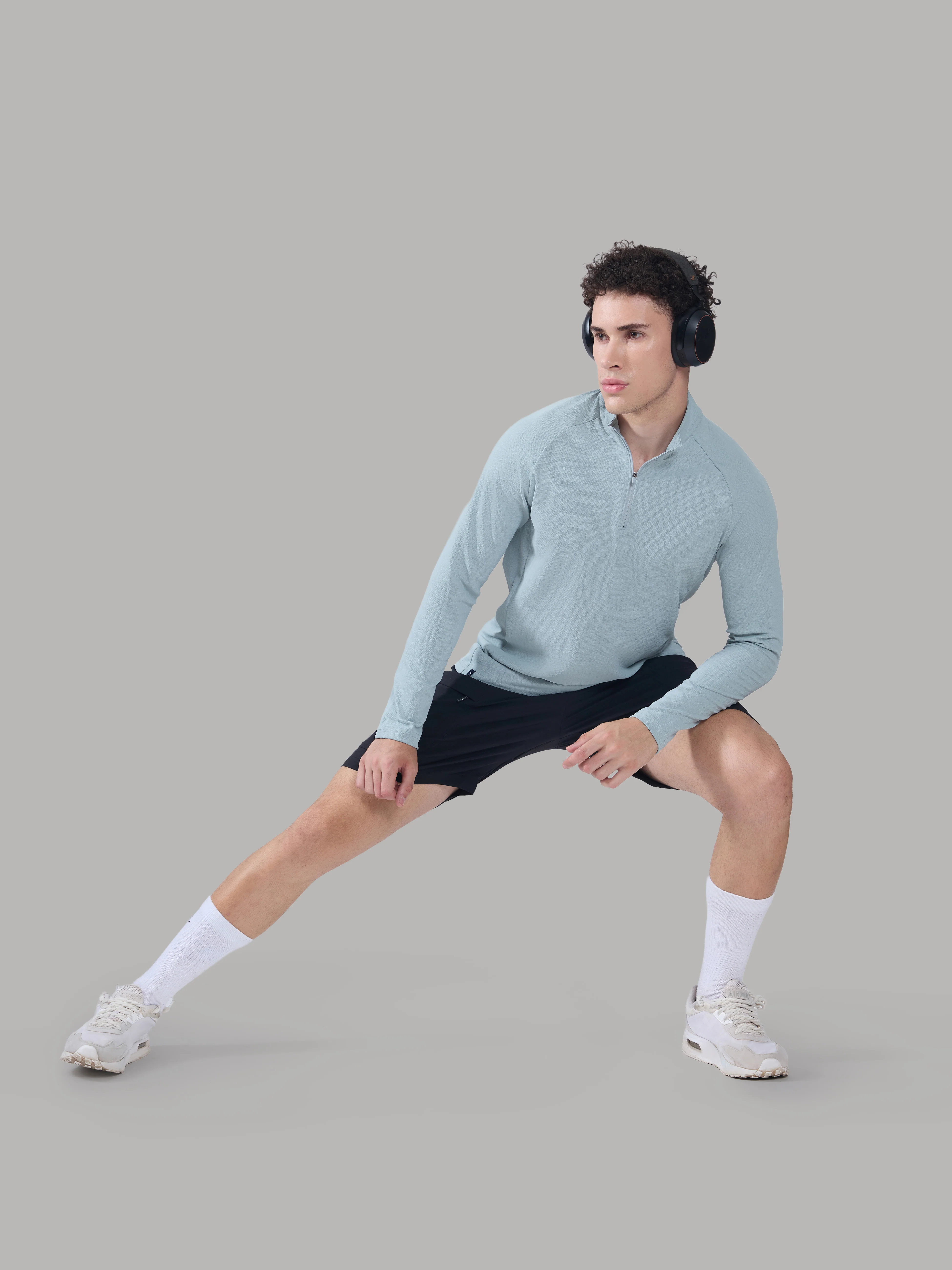 Men Solid Slim Fit Mock Neck Sports T-shirt with ELASTO PLUS - Image 7