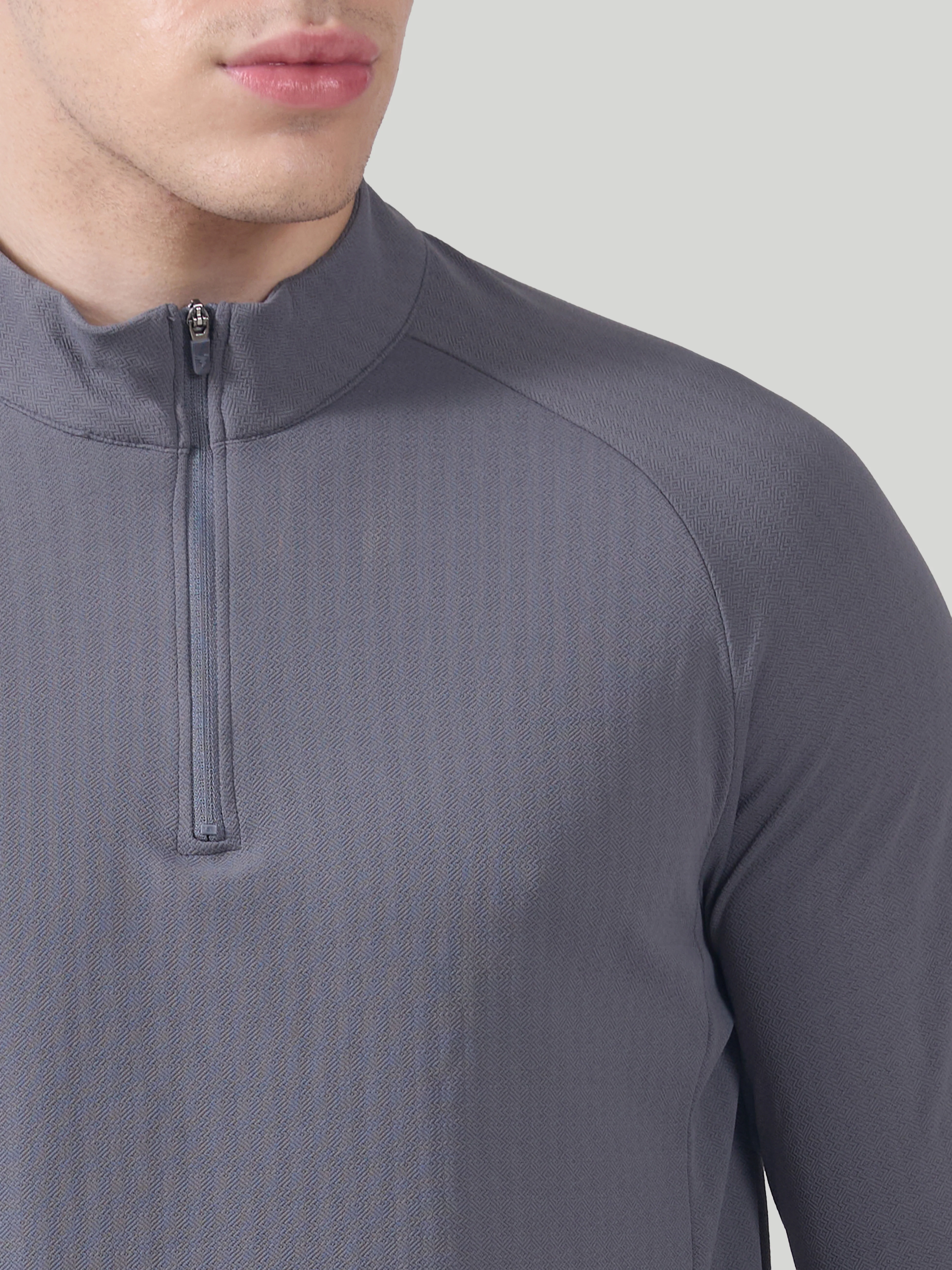 Men Solid Slim Fit Mock Neck Sports T-shirt with ELASTO PLUS - Image 4