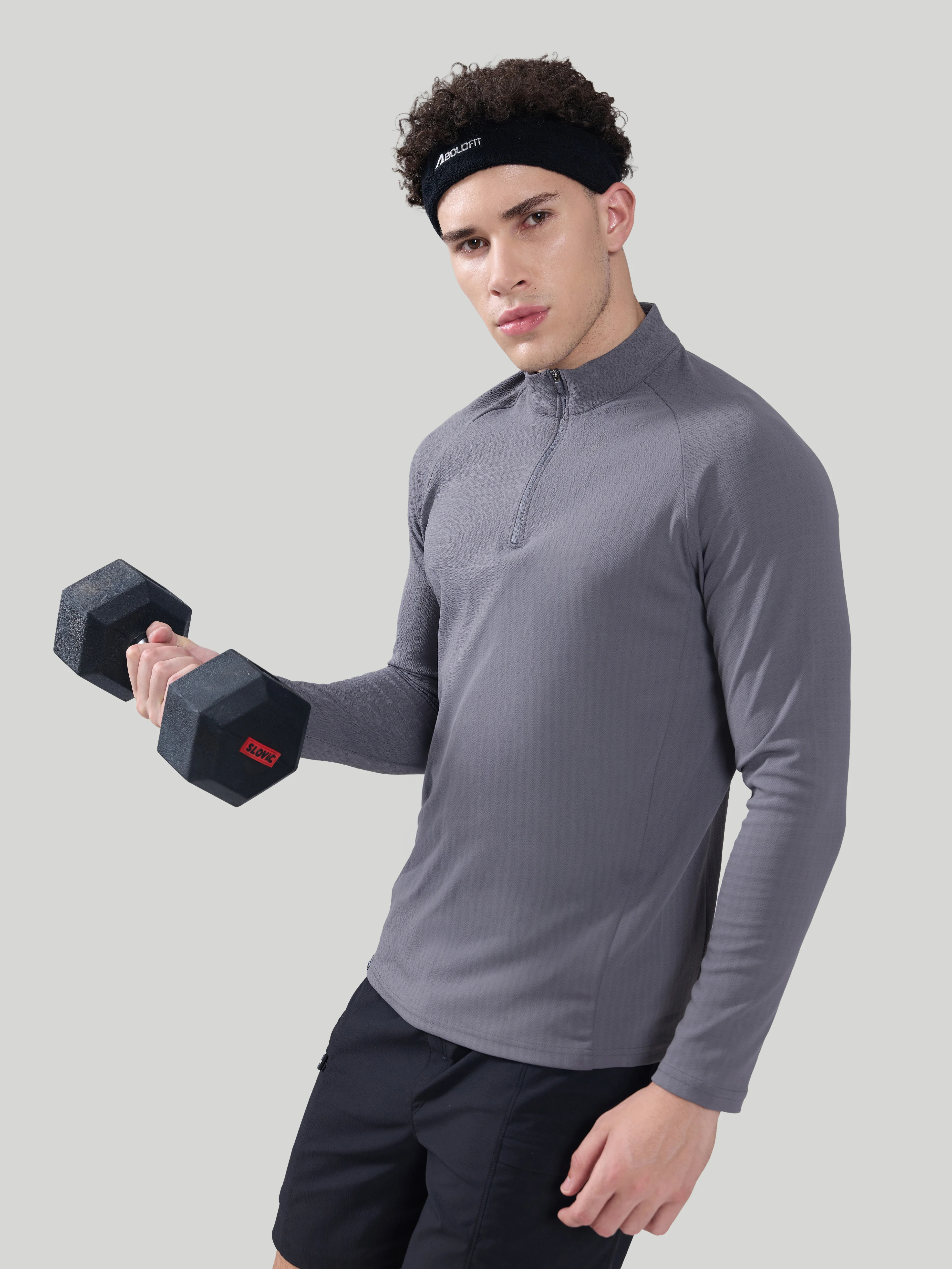 Men Solid Slim Fit Mock Neck Sports T-shirt with ELASTO PLUS - Image 7