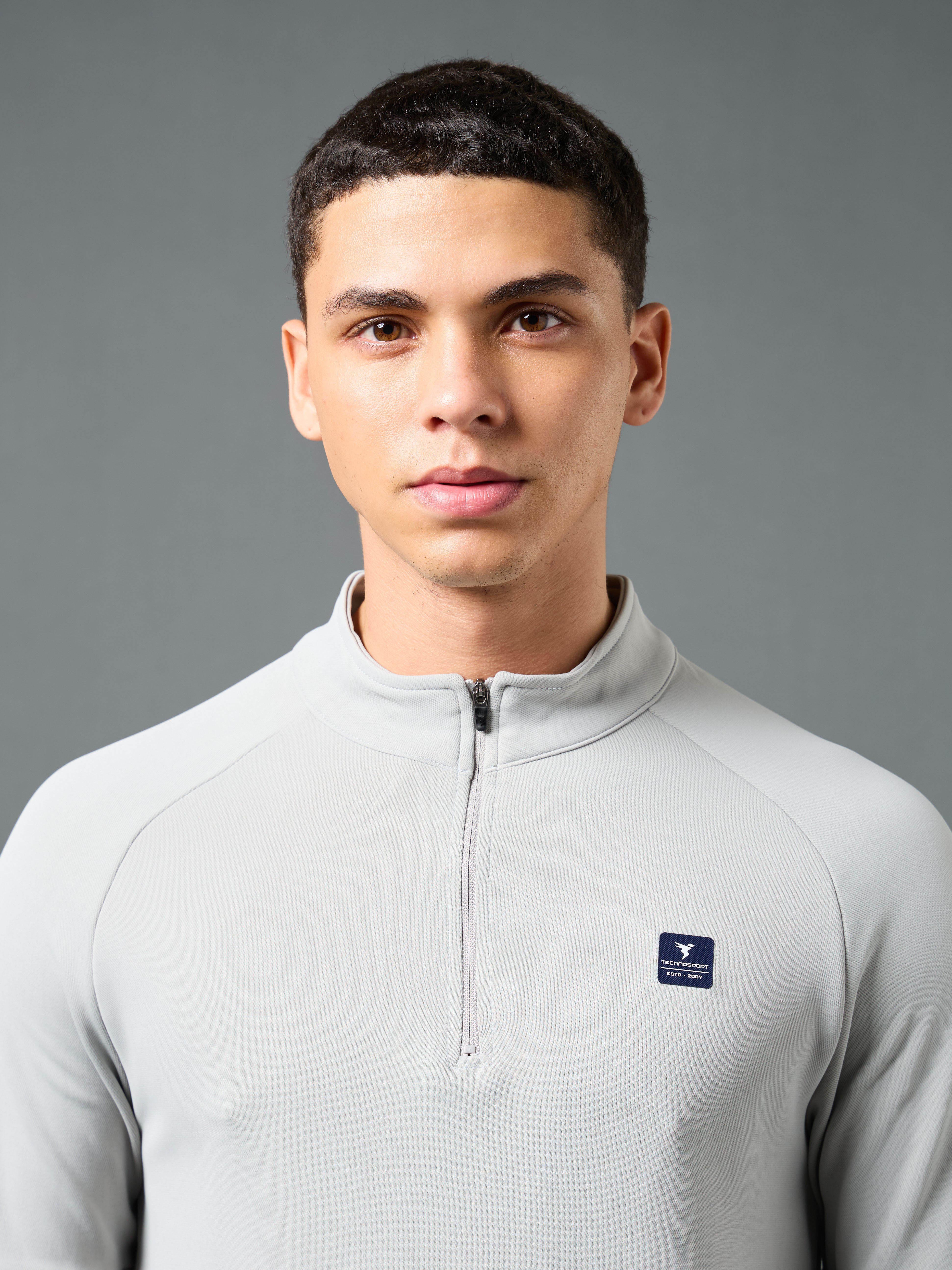 Men Solid Slim Fit Mock Neck Sweatshirt with ELASTO PLUS - Image 6