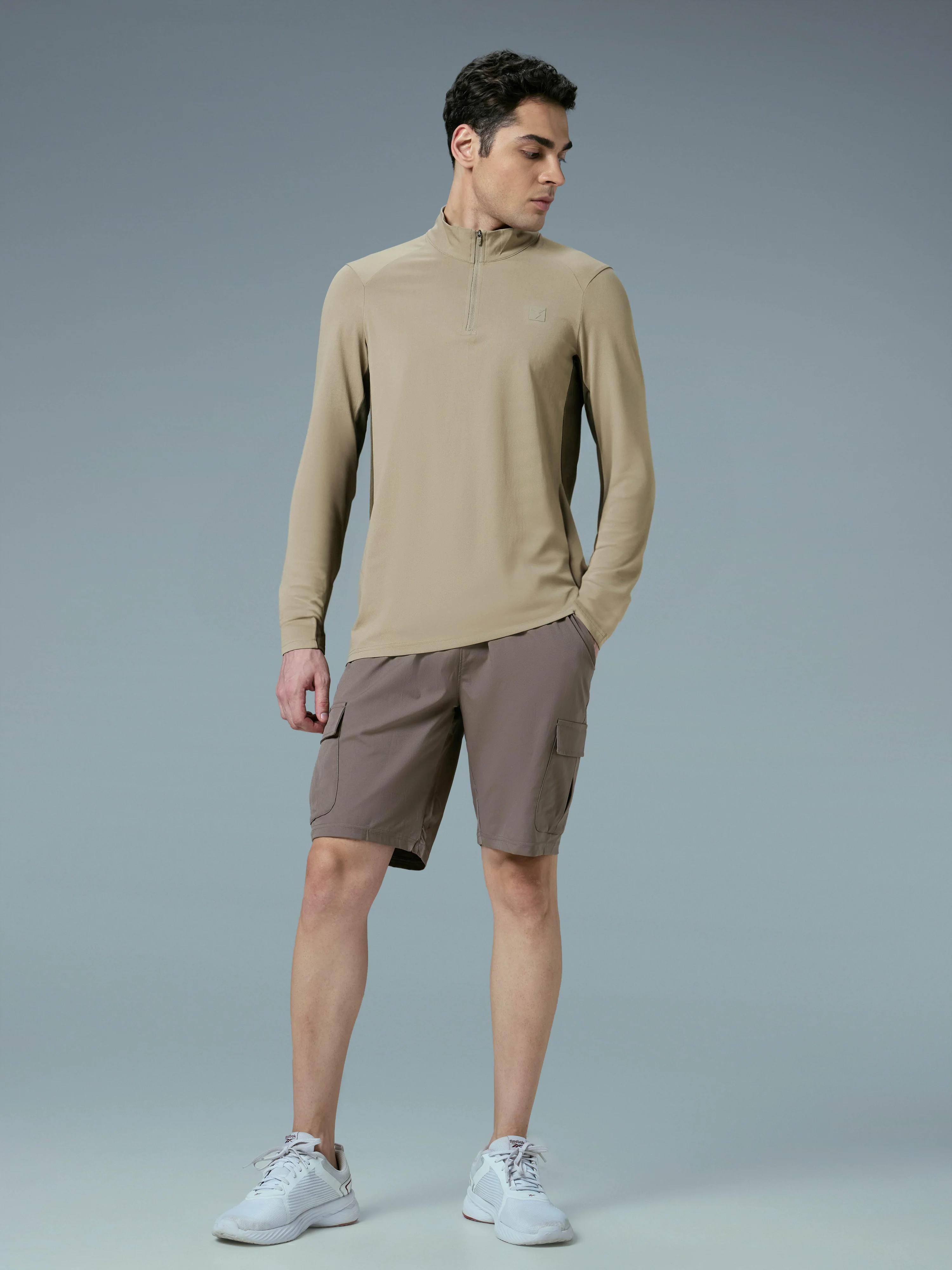 Men Colorblock Slim Fit Mock Neck Sports T-shirt with COTFLEX - Image 5