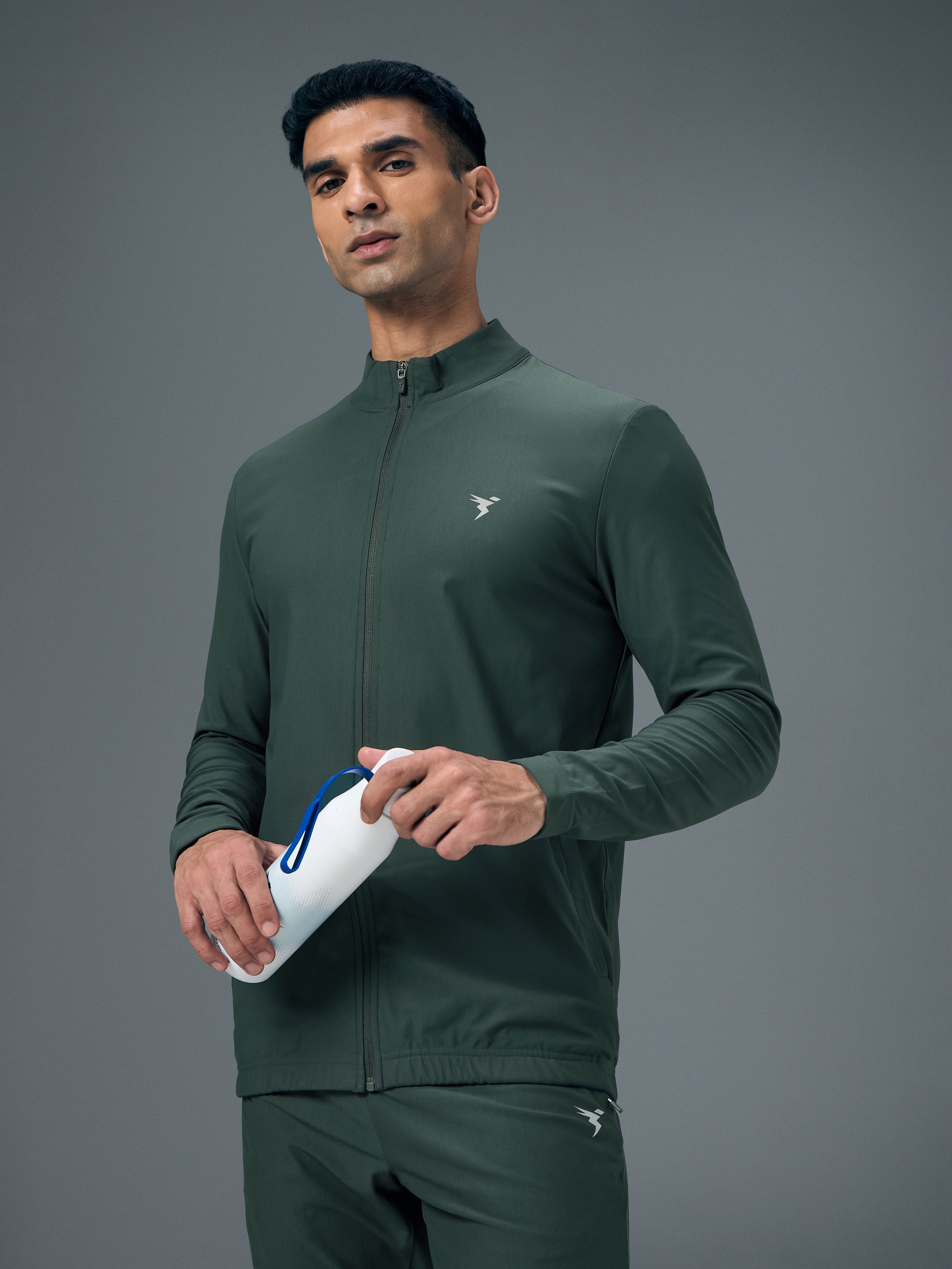 Men Solid Slim Fit Mock Tracksuits with DURACOOL+ - Image 4