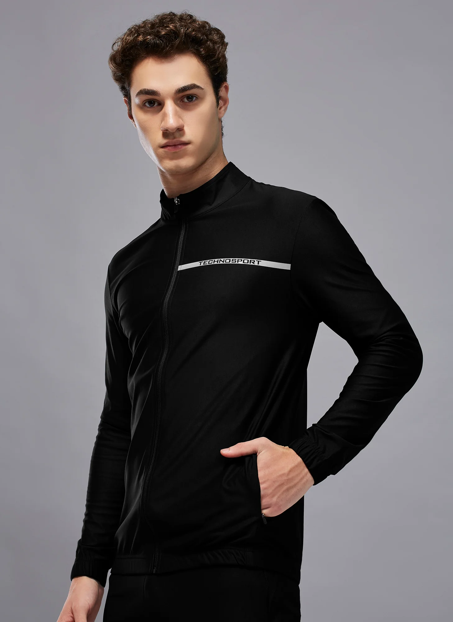 Men Solid Slim Fit Mock Tracksuits with DURACOOL+ - Image 3