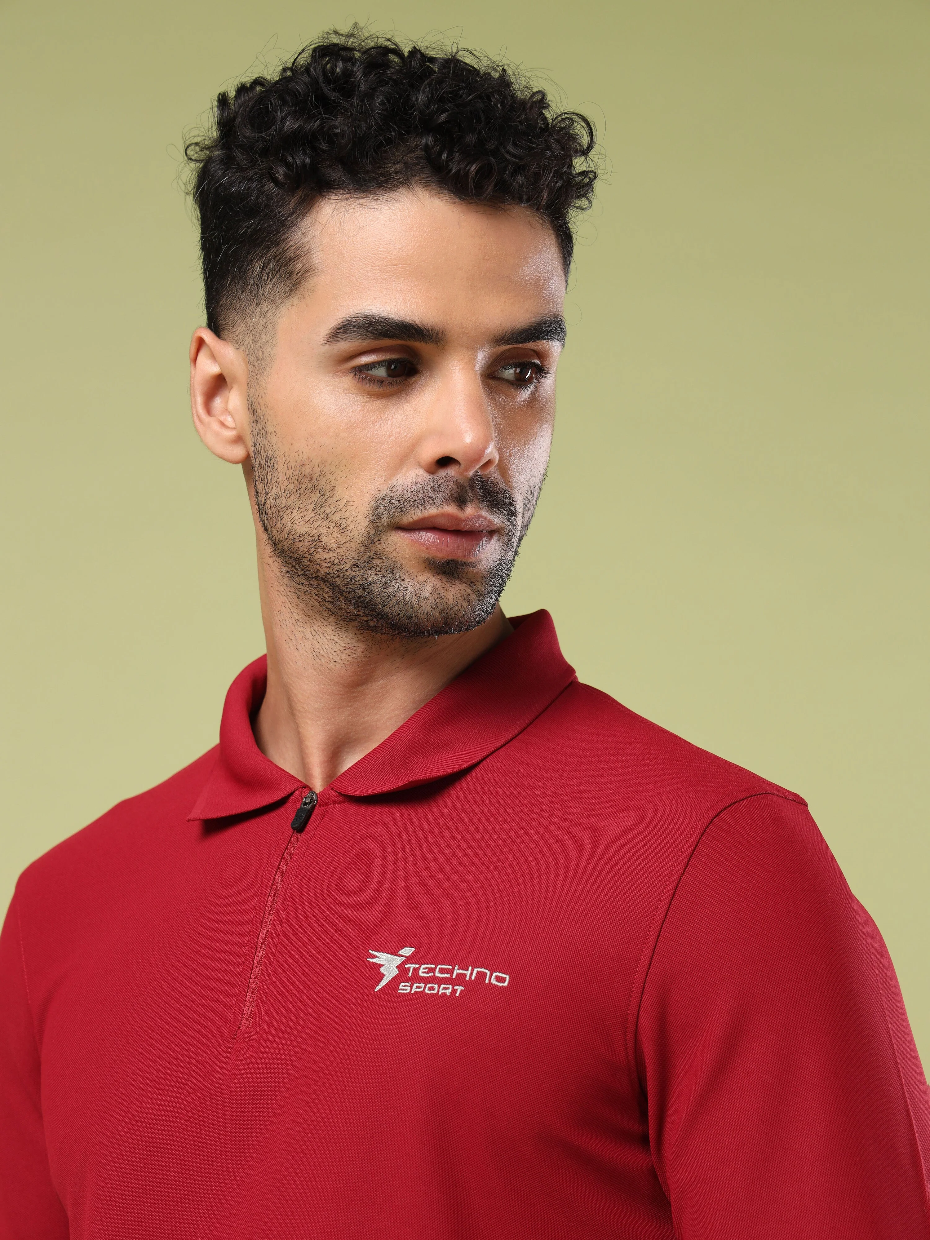 Men Solid Slim Fit Polo Sports T-shirt with MATPIQ - Image 5