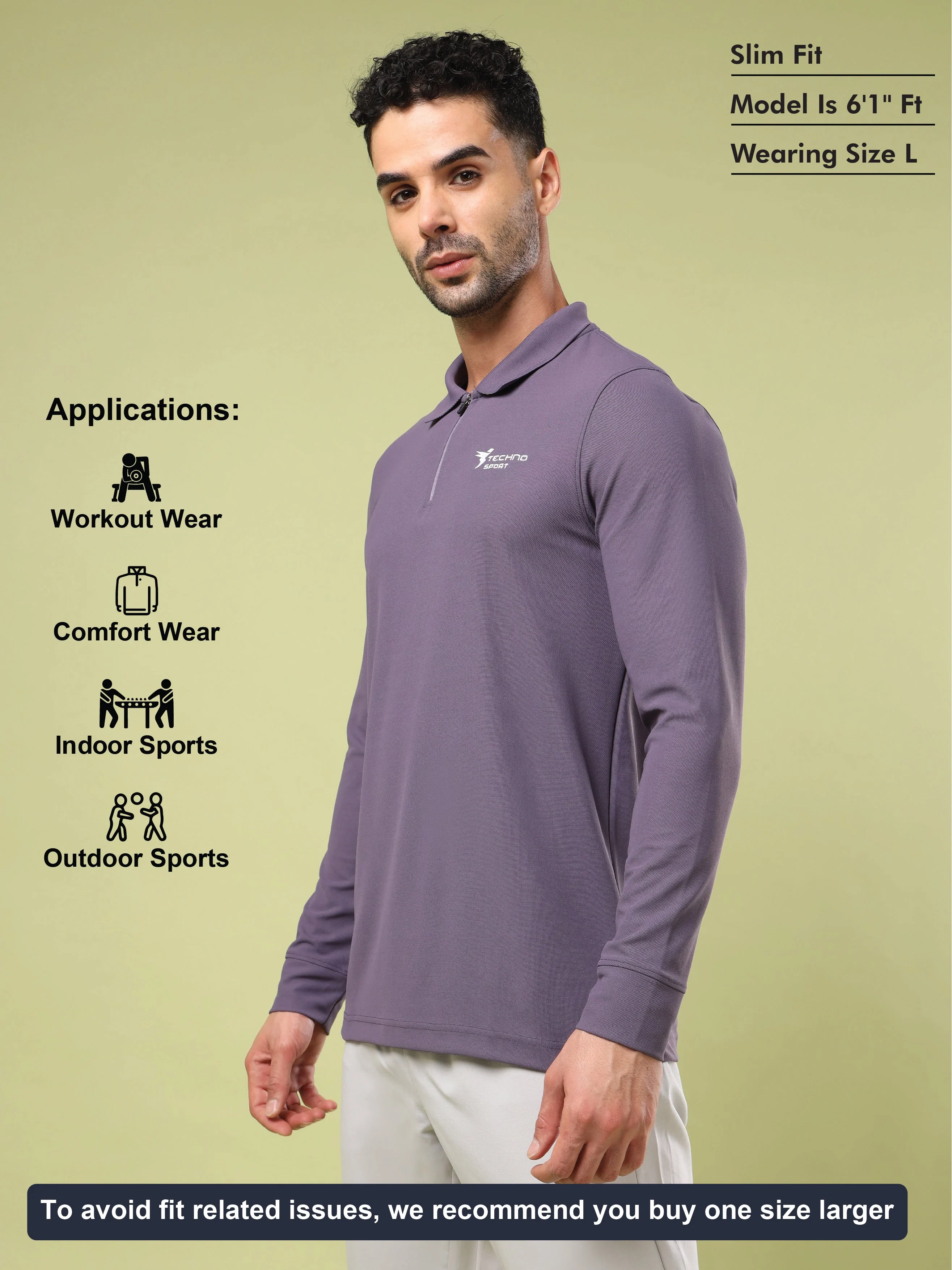 Men Solid Slim Fit Polo Sports T-shirt with MATPIQ - Image 4
