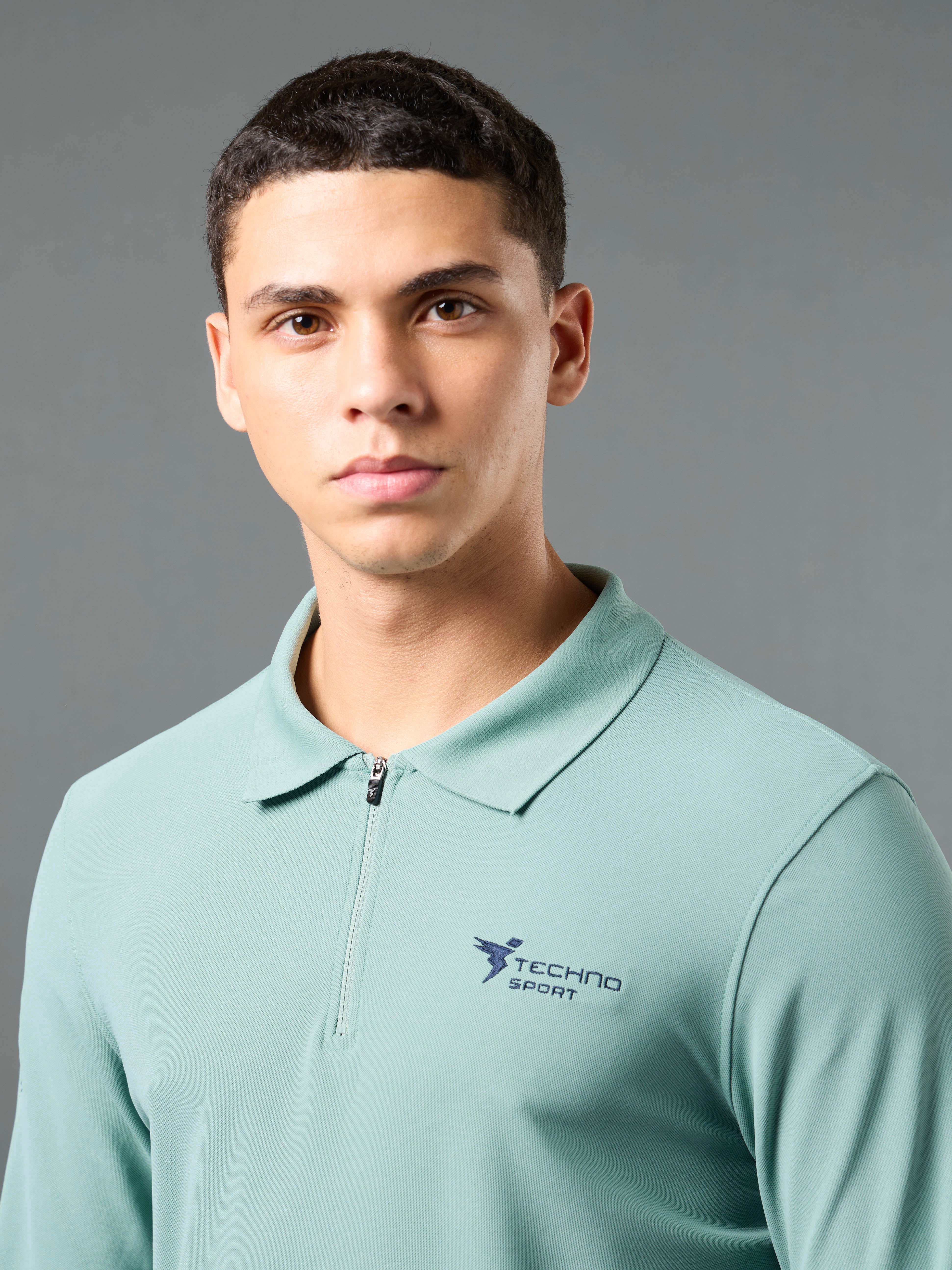 Men Solid Slim Fit Polo Sports T-shirt with MATPIQ - Image 5