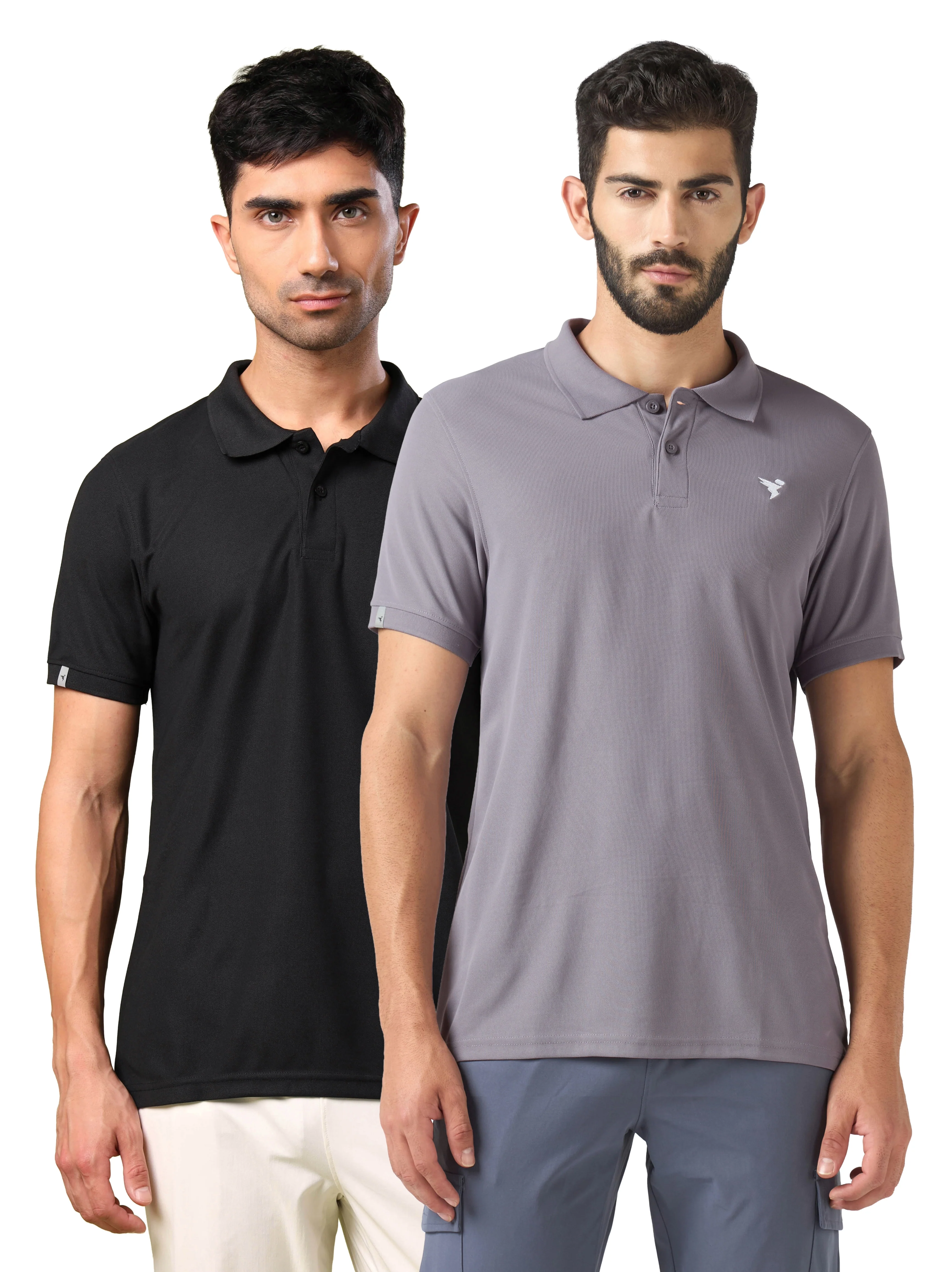 Men Solid Slim Fit Polo T-shirt pack of 2 with MATPIQ