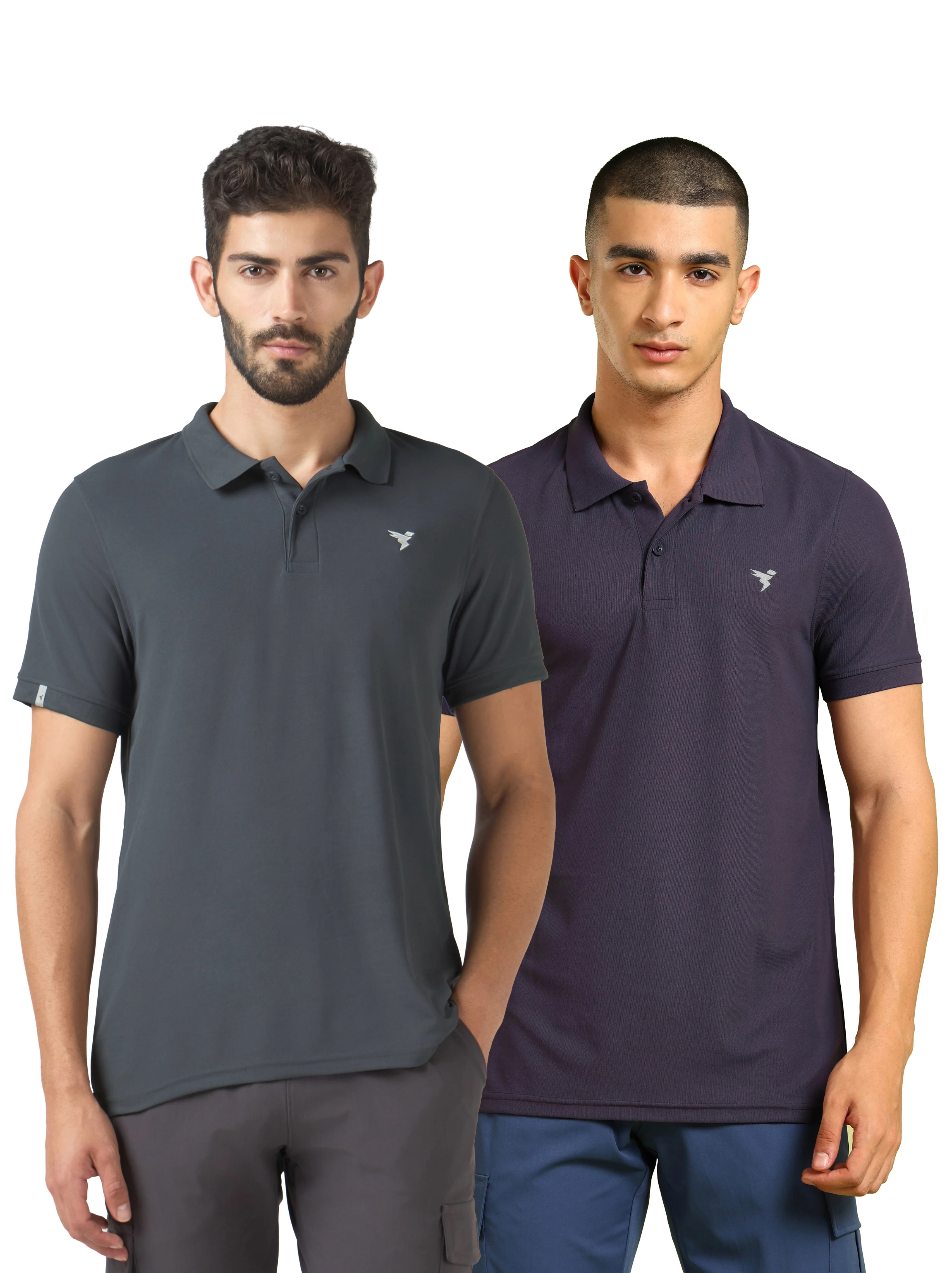 Men Solid Slim Fit Polo T-shirt pack of 2 with MATPIQ