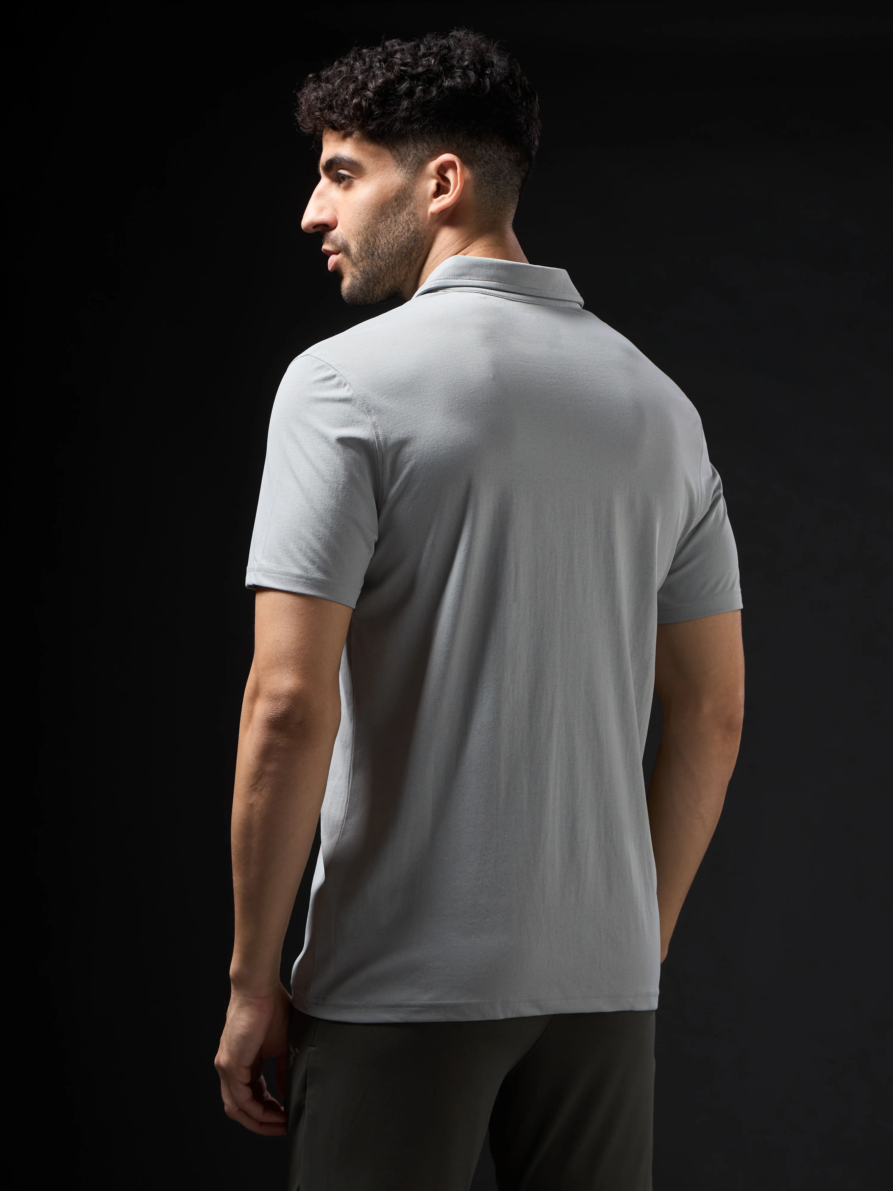 Men Solid Slim Fit Polo T-shirt with COTFLEX - Image 3