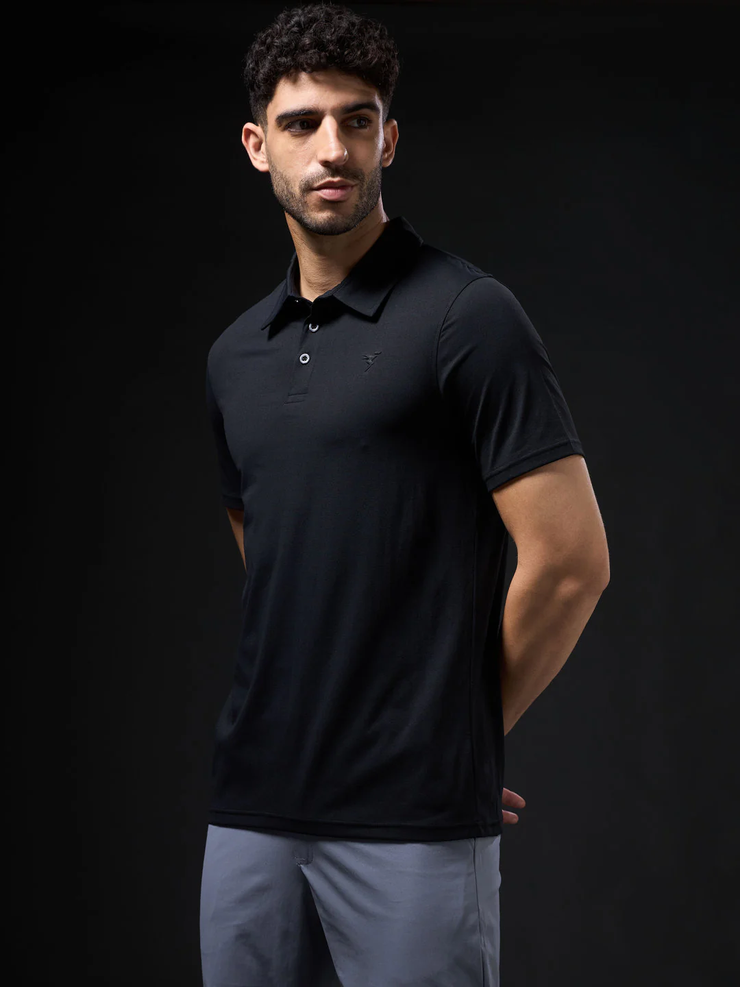 Men Solid Slim Fit Polo T-shirt with COTFLEX - Image 4