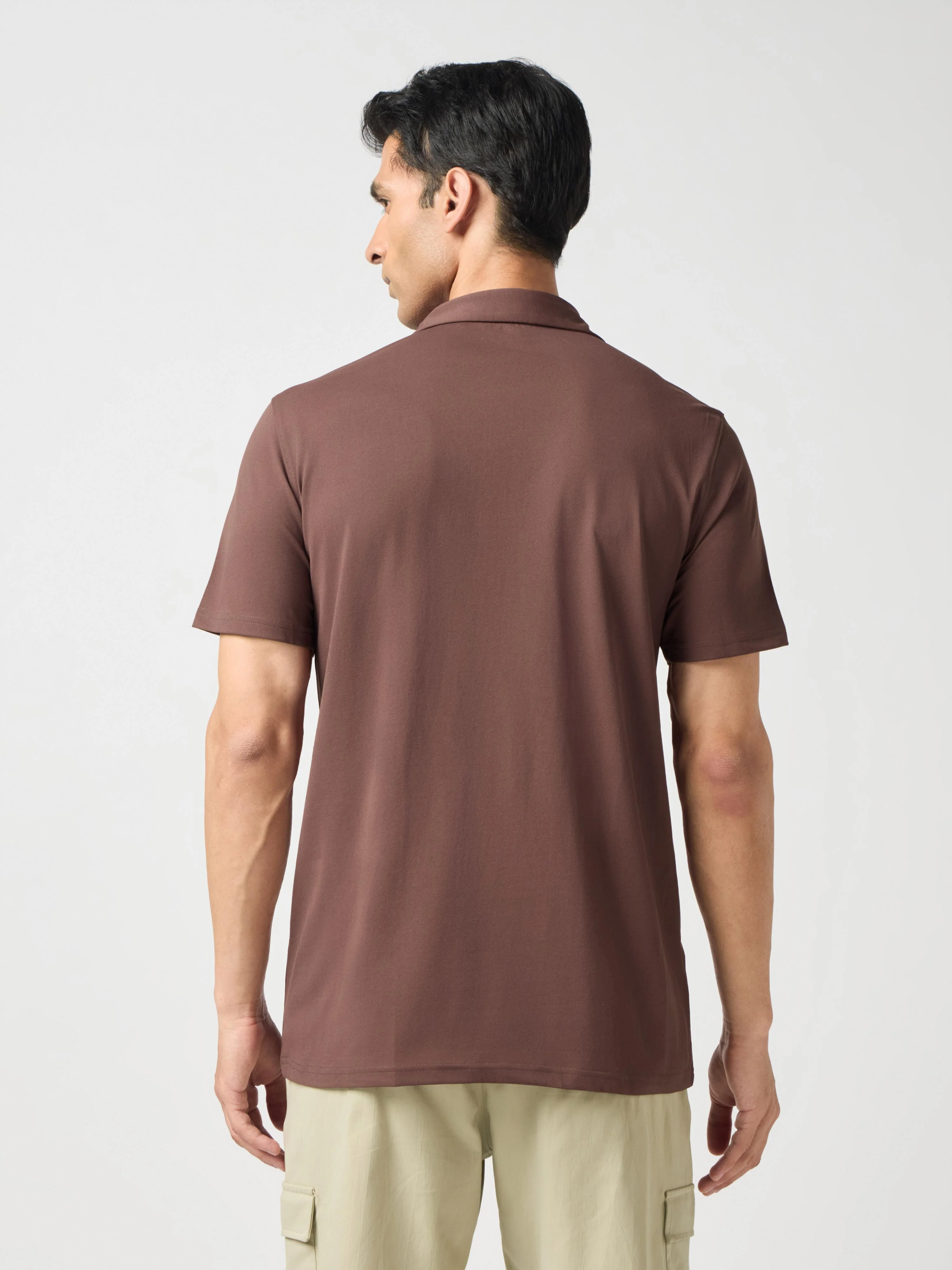 Men Solid Slim Fit Polo T-shirt with COTFLEX - Image 2