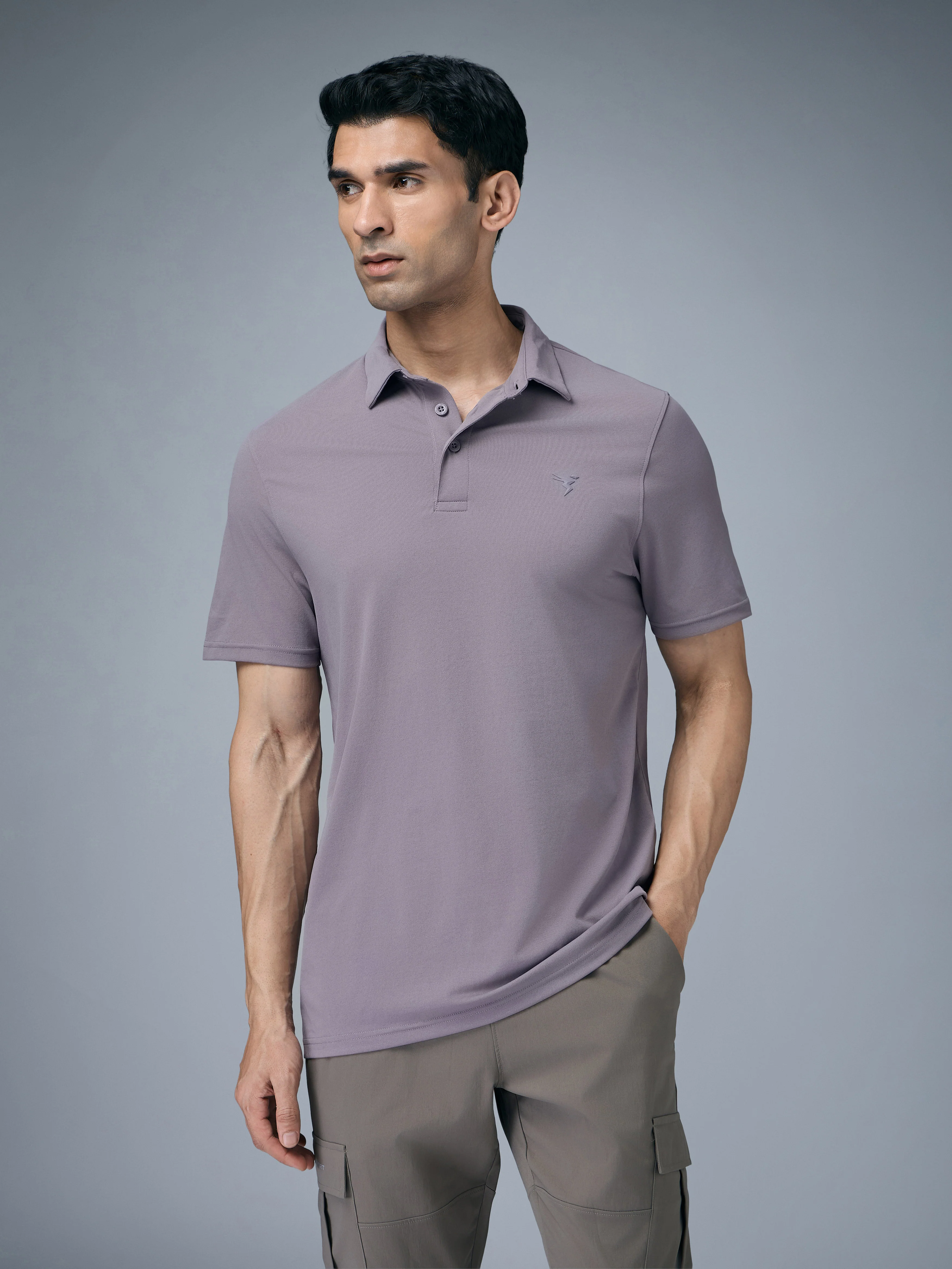 Men Solid Slim Fit Polo T-shirt with COTFLEX - Image 2