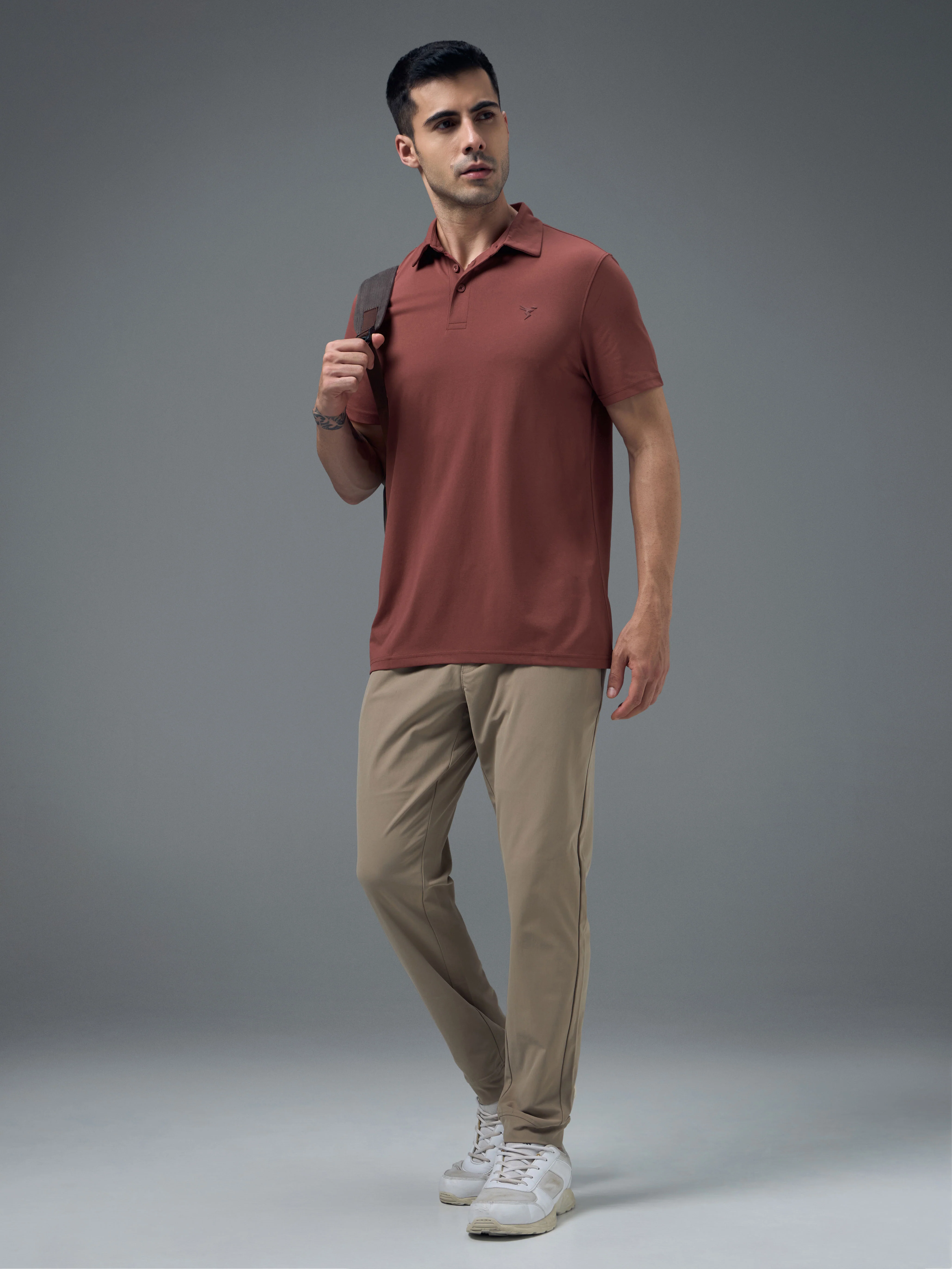 Men Solid Slim Fit Polo T-shirt with COTFLEX - Image 5