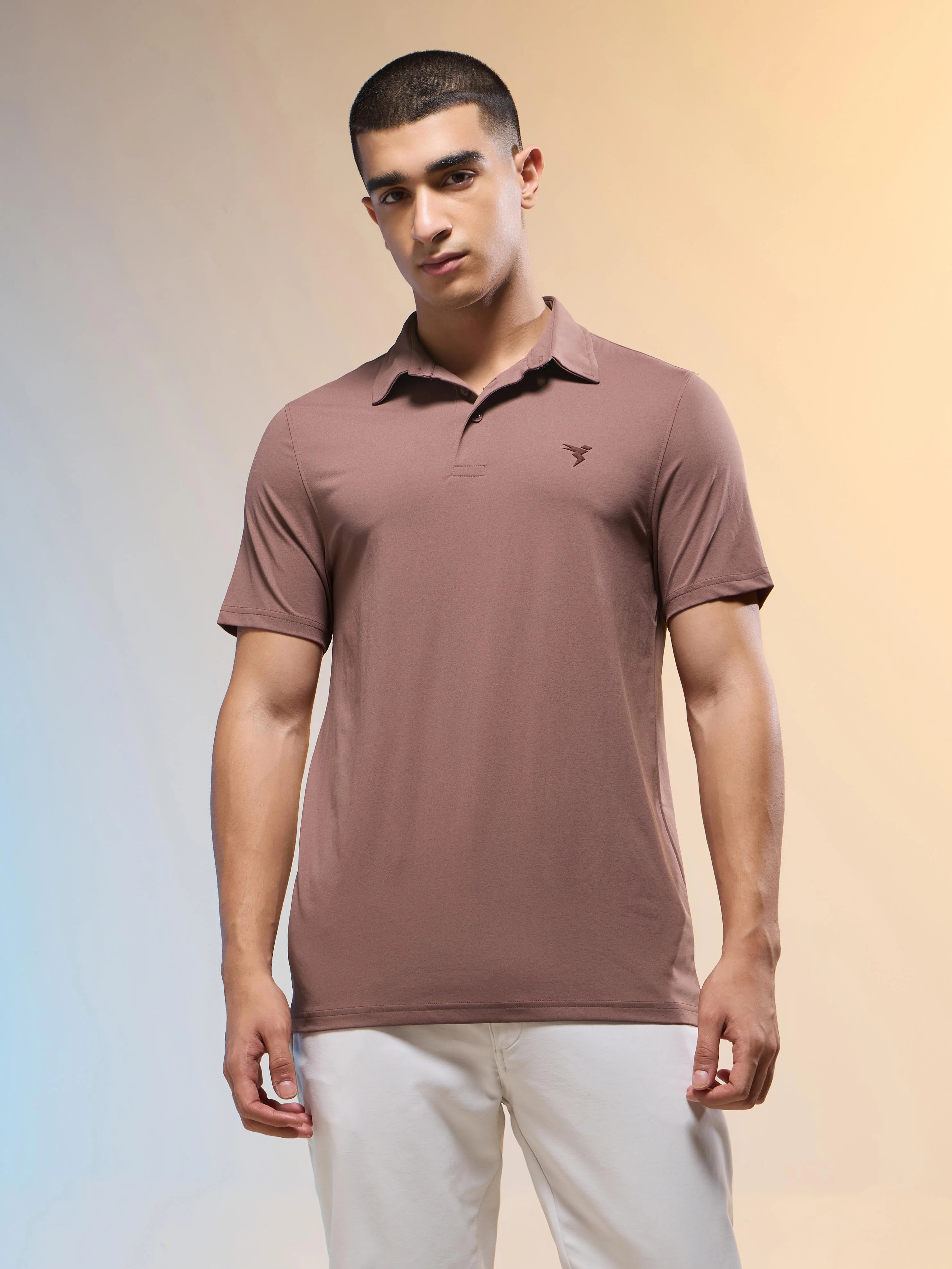 Men Solid Slim Fit Polo T-shirt with COTFLEX - Image 2