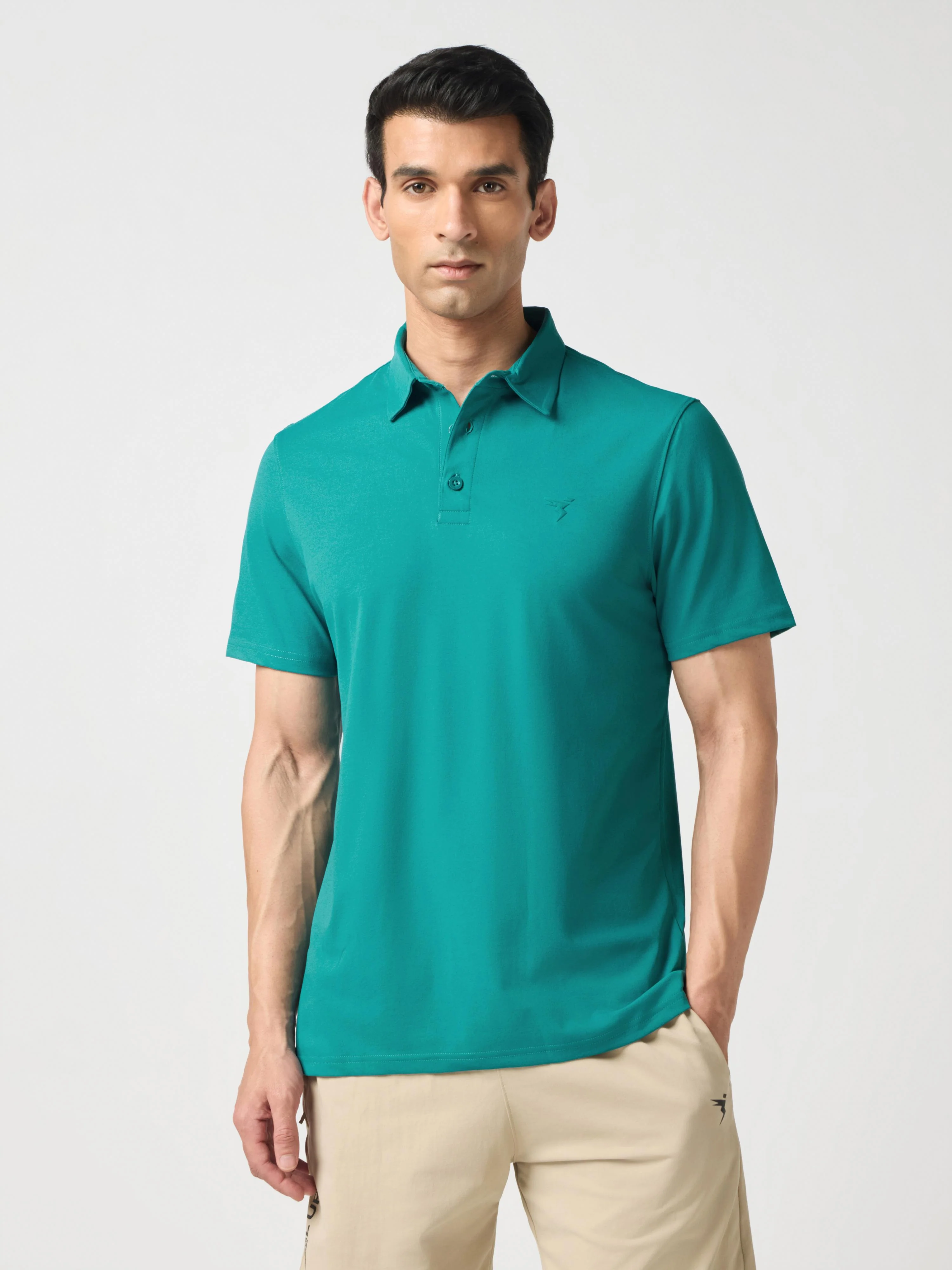 Men Solid Slim Fit Polo T-shirt with COTFLEX - Image 2