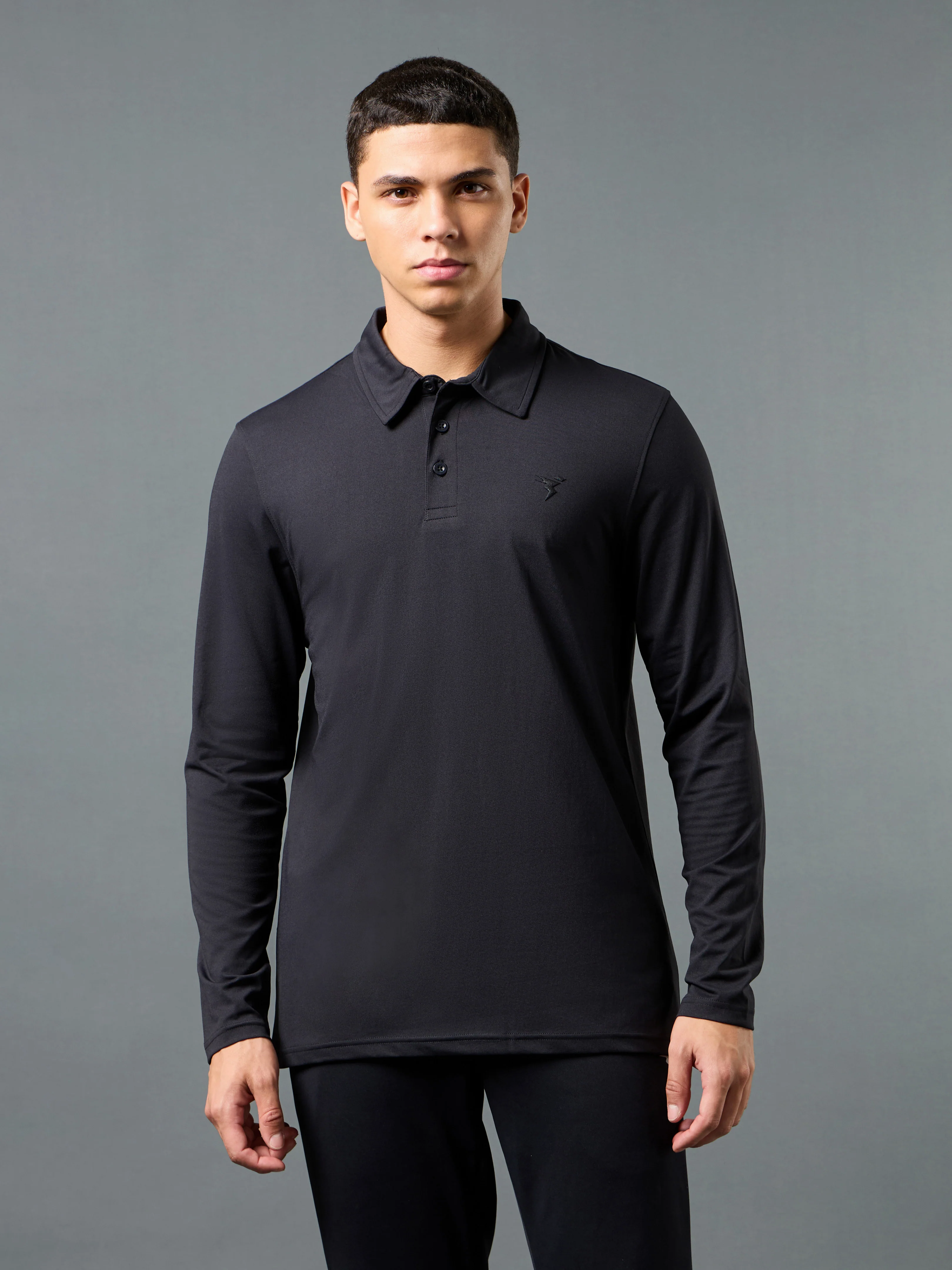Men Solid Slim Fit Polo T-shirt with COTFLEX - Image 2