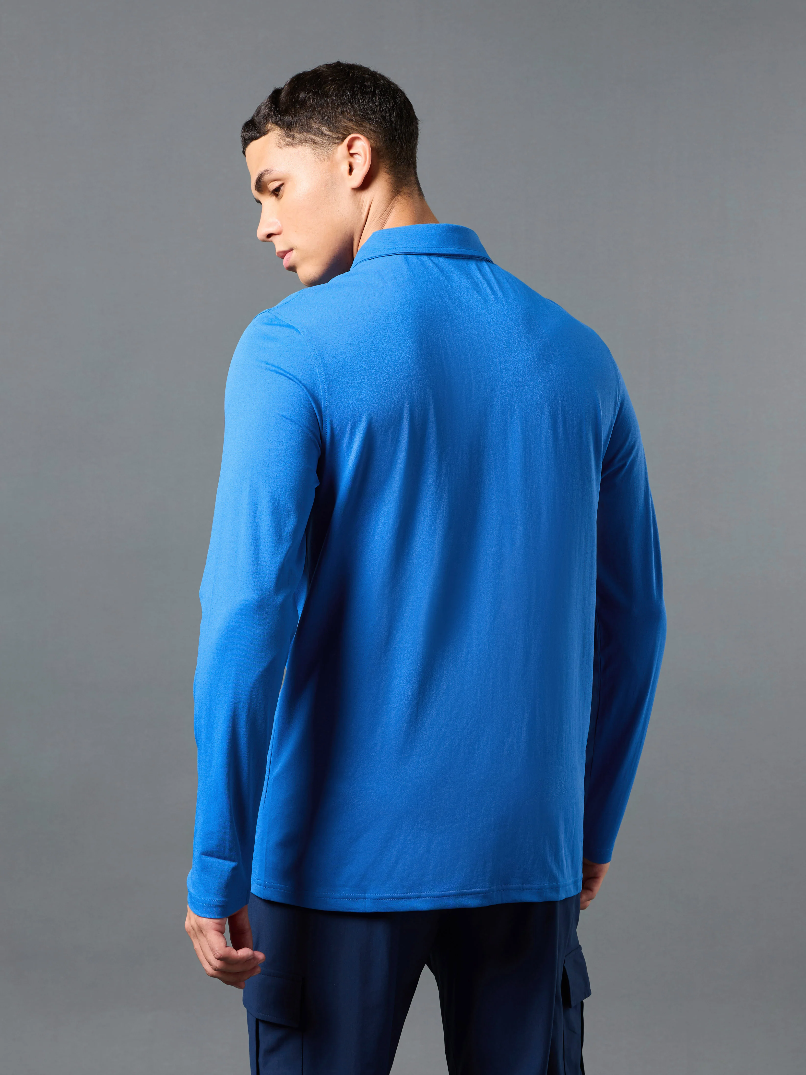 Men Solid Slim Fit Polo T-shirt with COTFLEX - Image 3