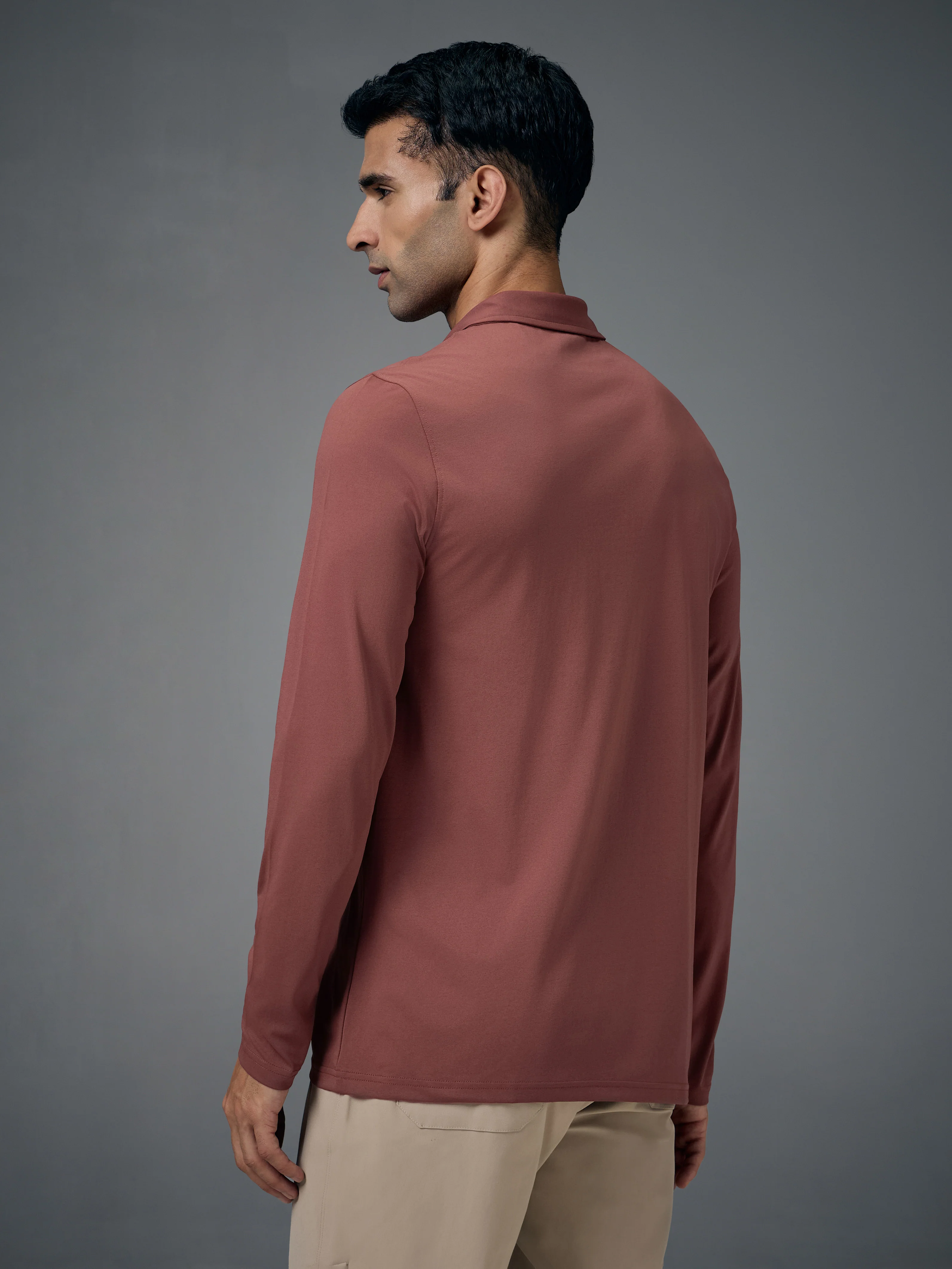 Men Solid Slim Fit Polo T-shirt with COTFLEX - Image 3