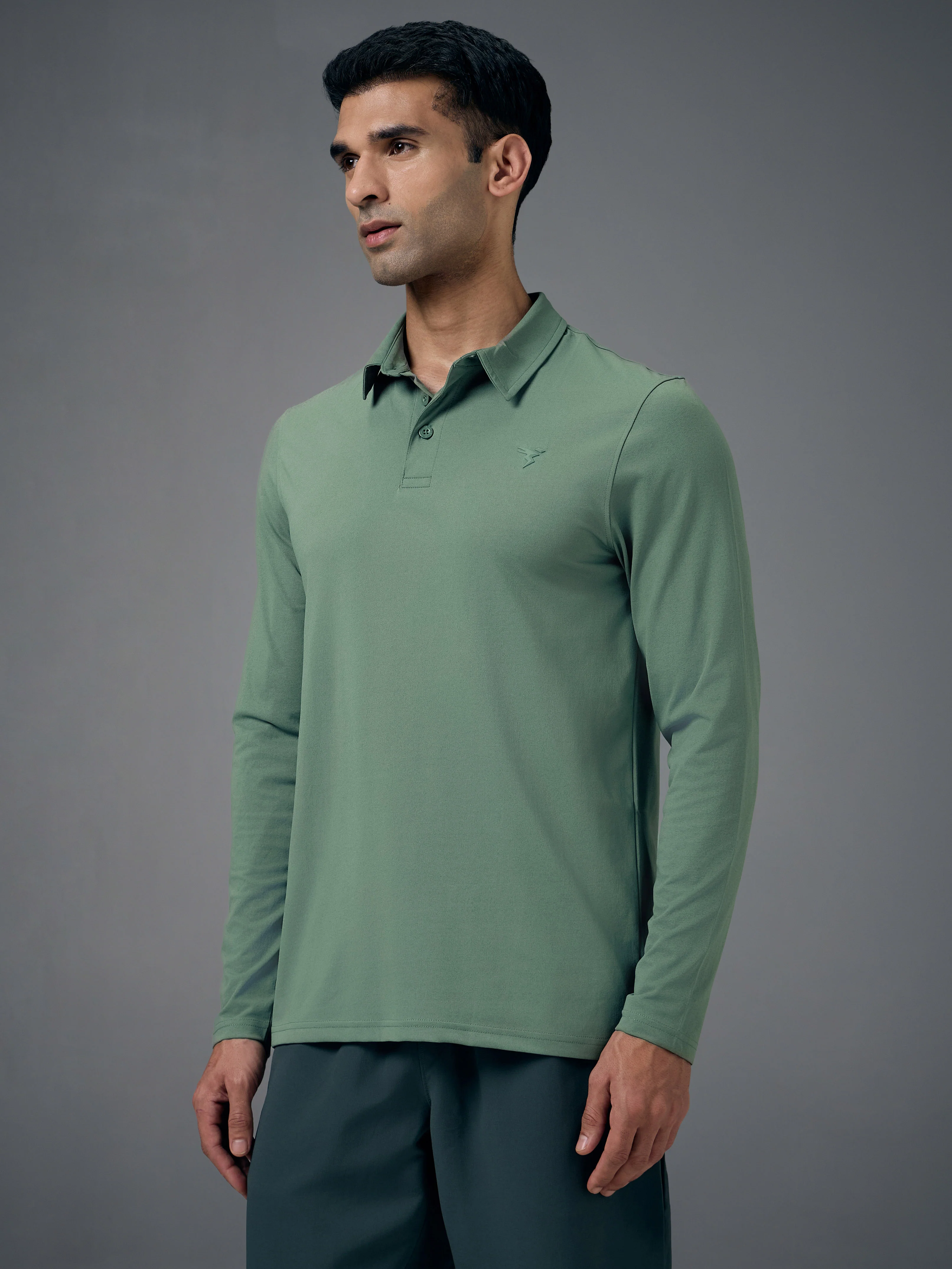 Men Solid Slim Fit Polo T-shirt with COTFLEX - Image 3