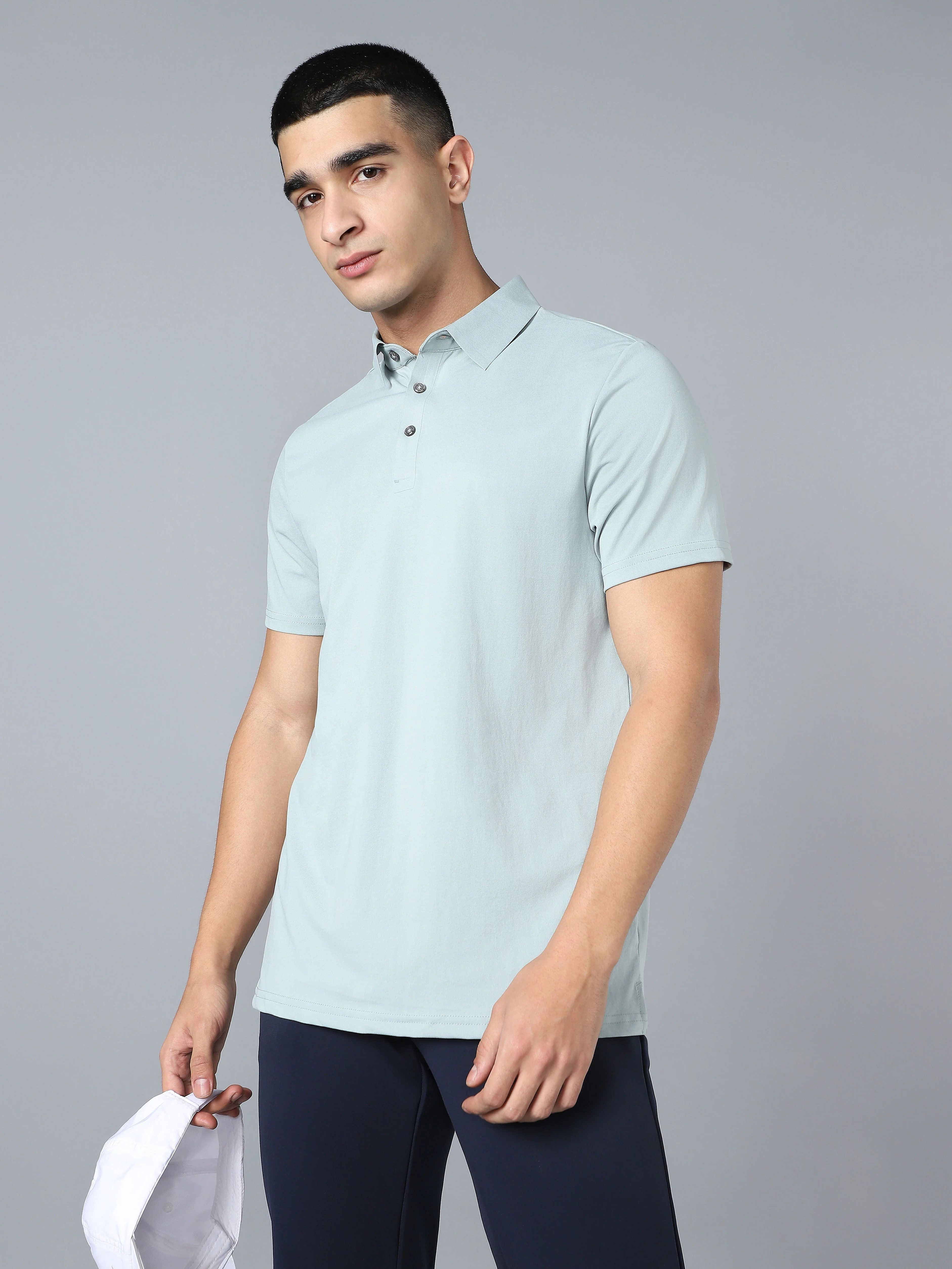Men Solid Slim Fit Polo T-shirt with COTFLEX