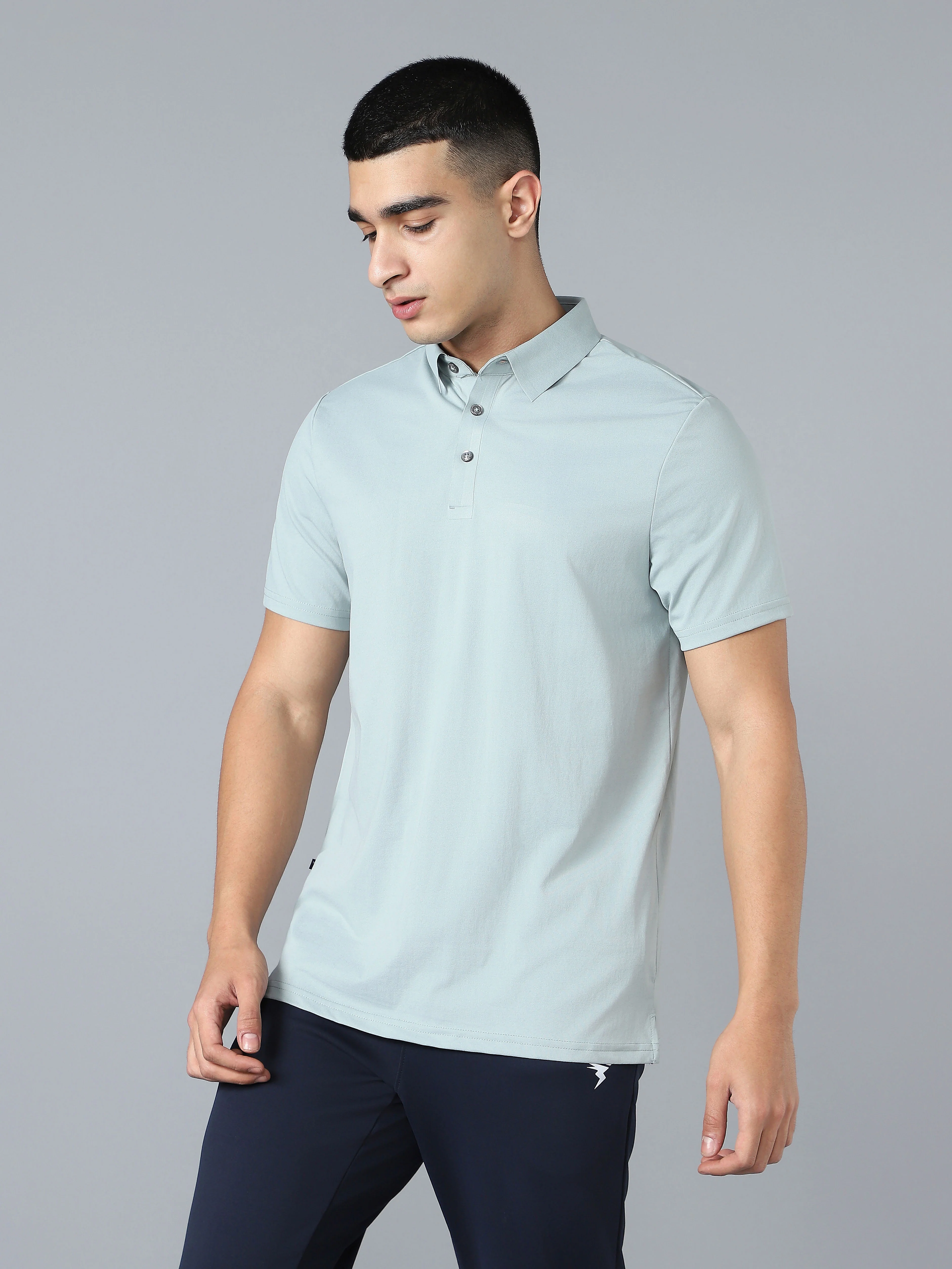 Men Solid Slim Fit Polo T-shirt with COTFLEX - Image 4