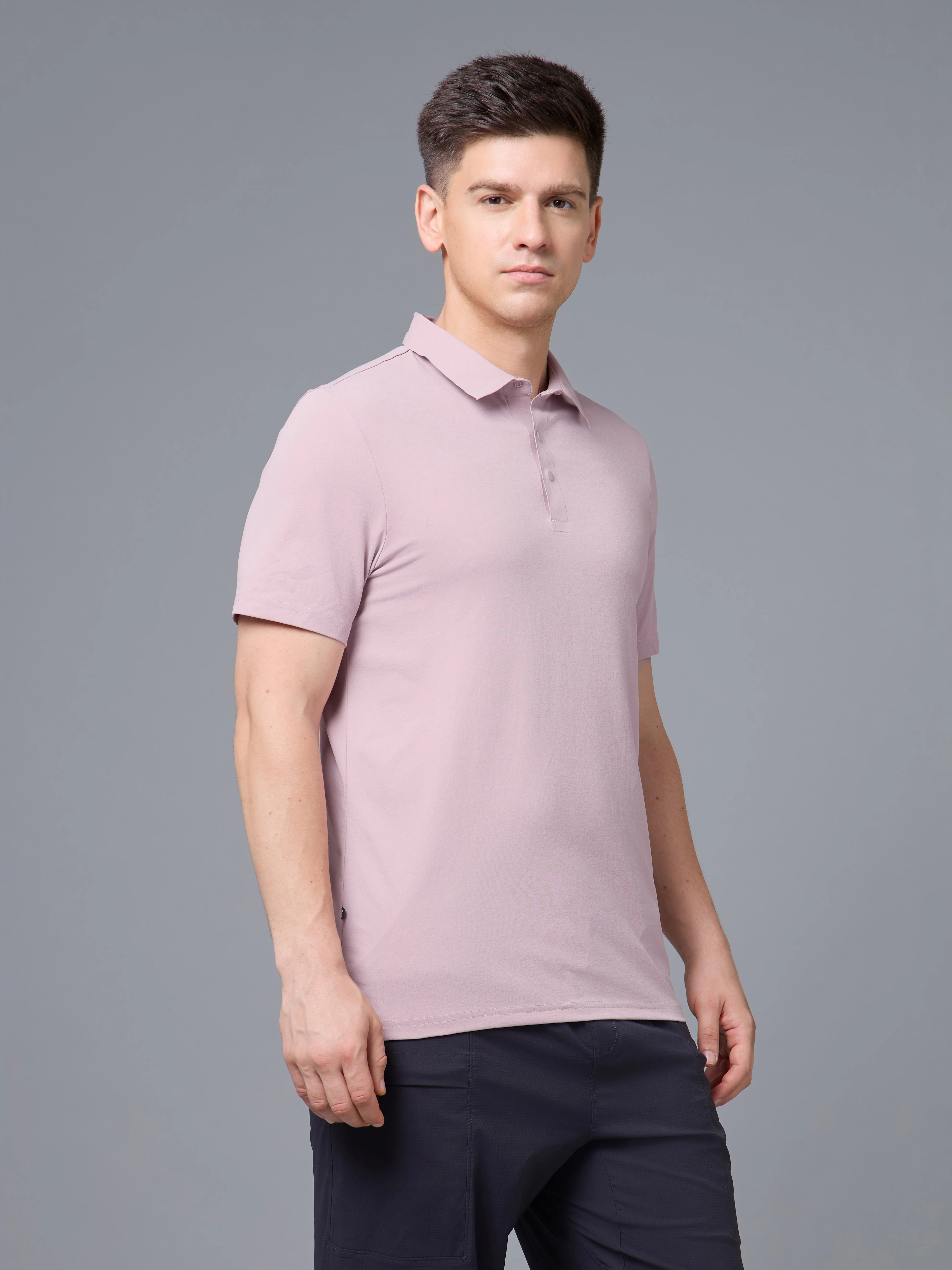 Men Solid Slim Fit Polo T-shirt with COTFLEX - Image 4