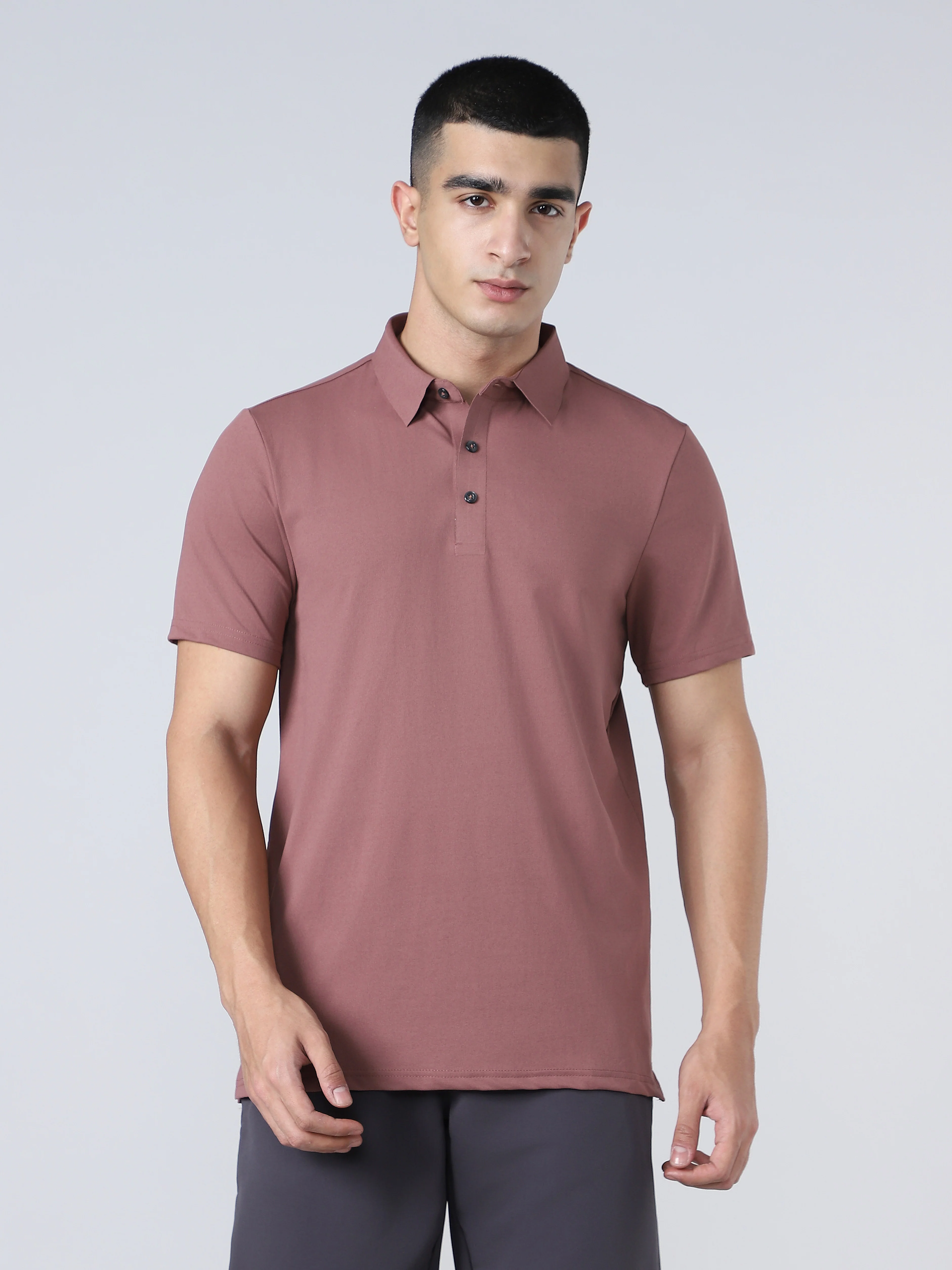 Men Solid Slim Fit Polo T-shirt with COTFLEX - Image 2