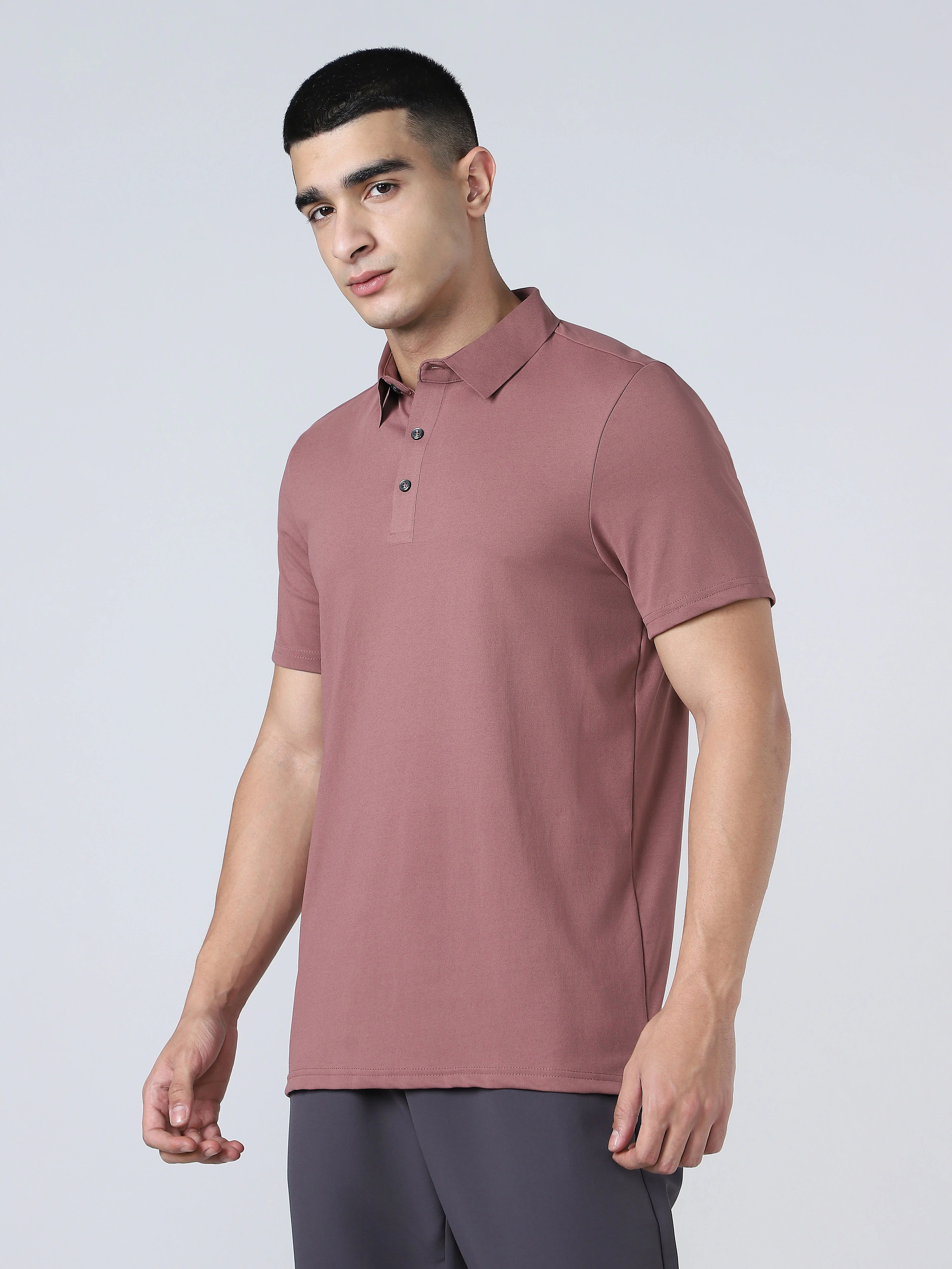 Men Solid Slim Fit Polo T-shirt with COTFLEX - Image 4