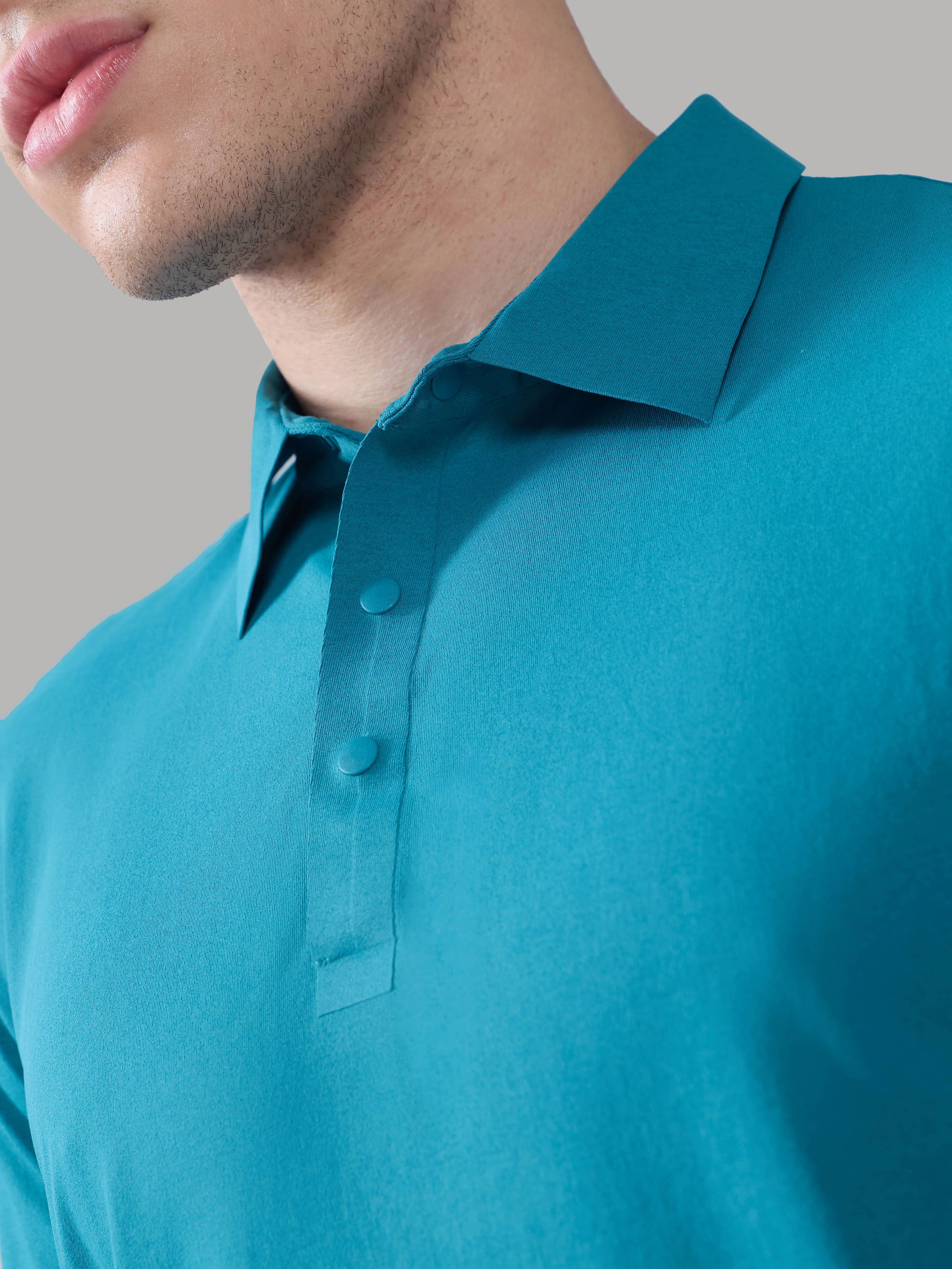 Men Solid Slim Fit Polo T-shirt with COTFLEX - Image 8
