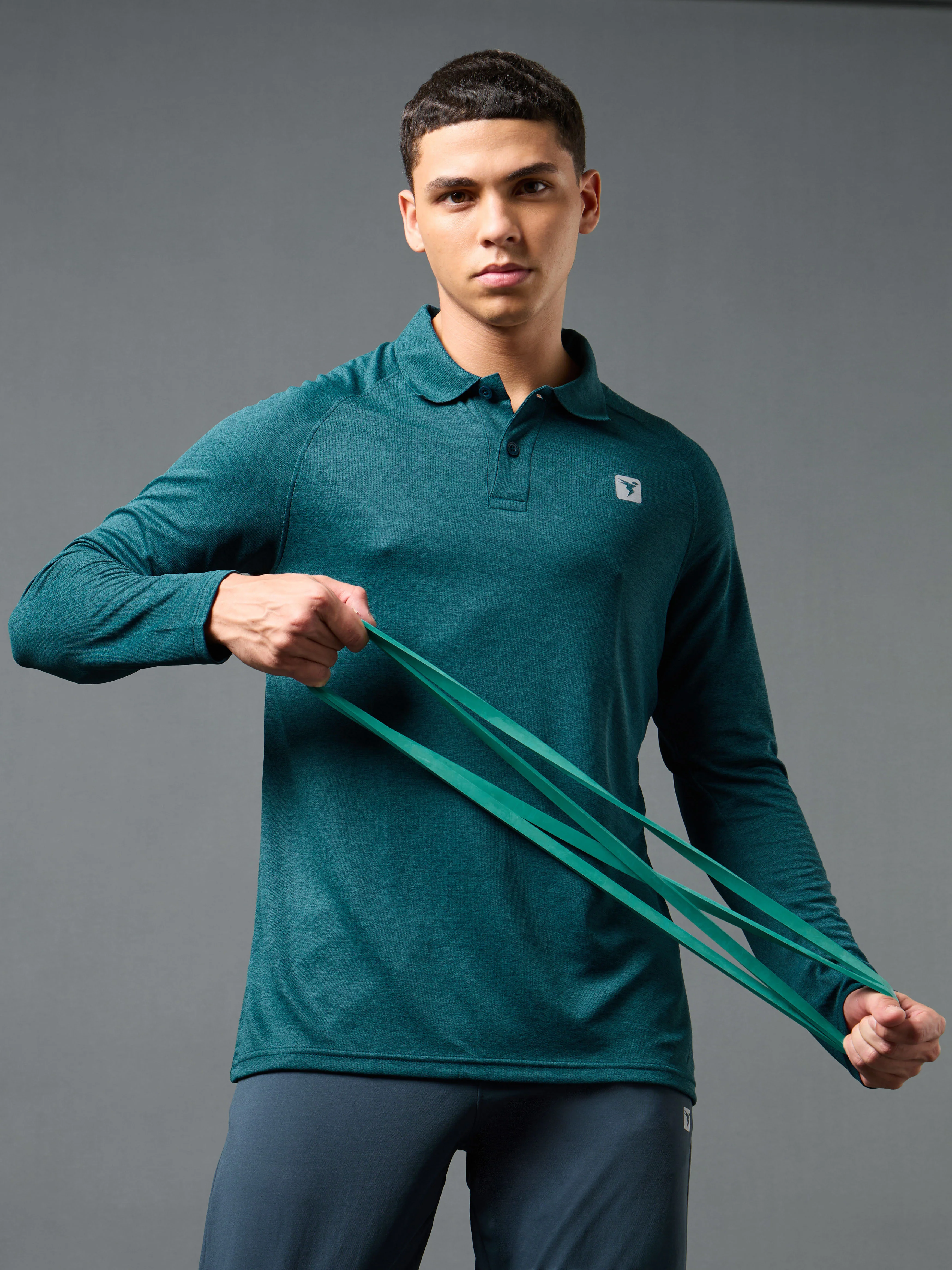 Men Solid Slim Fit Polo T-shirt with DOUBLE COOL - Image 2