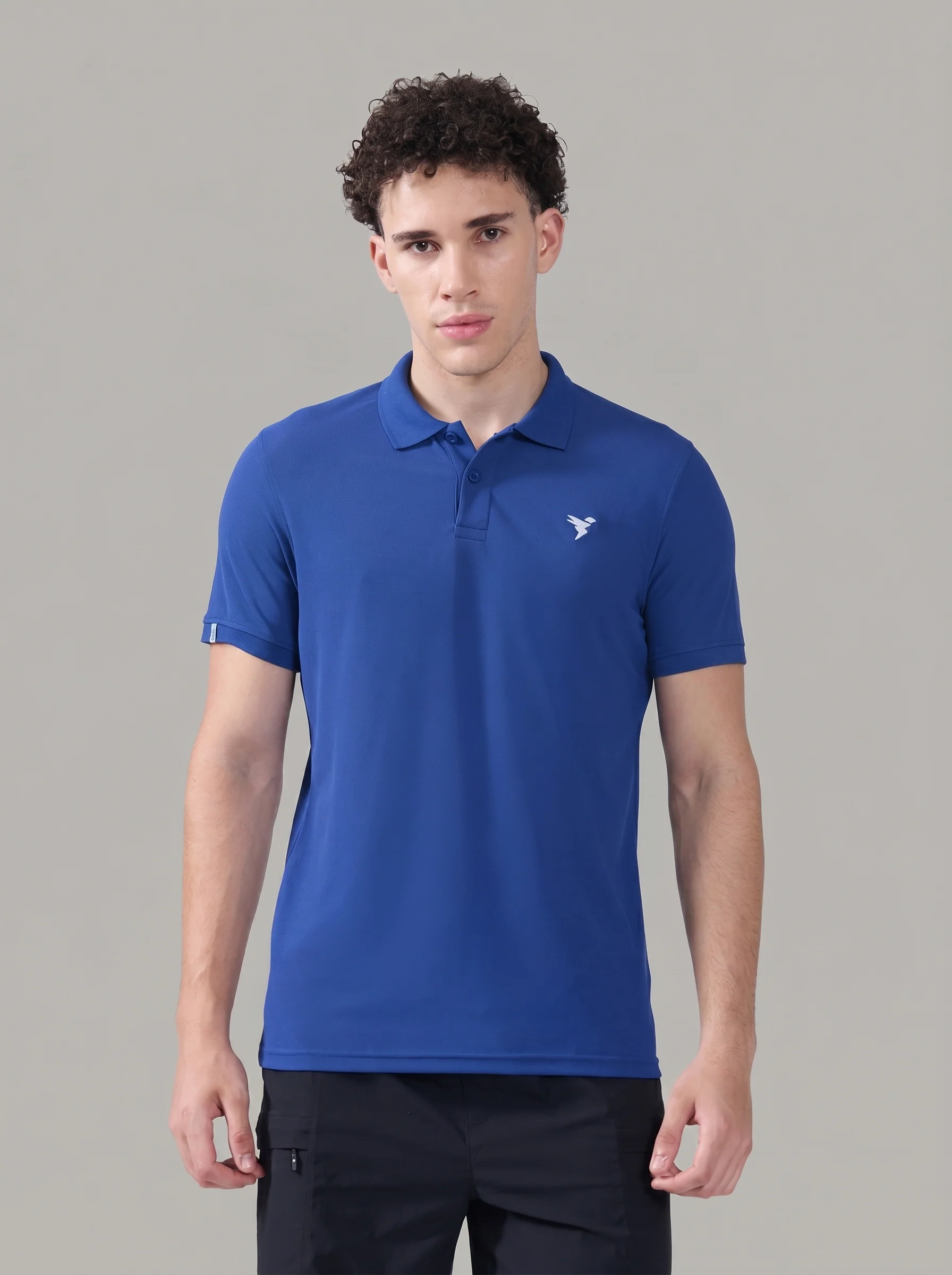 Men Solid Slim Fit Polo T-shirt with MATPIQ - Image 2