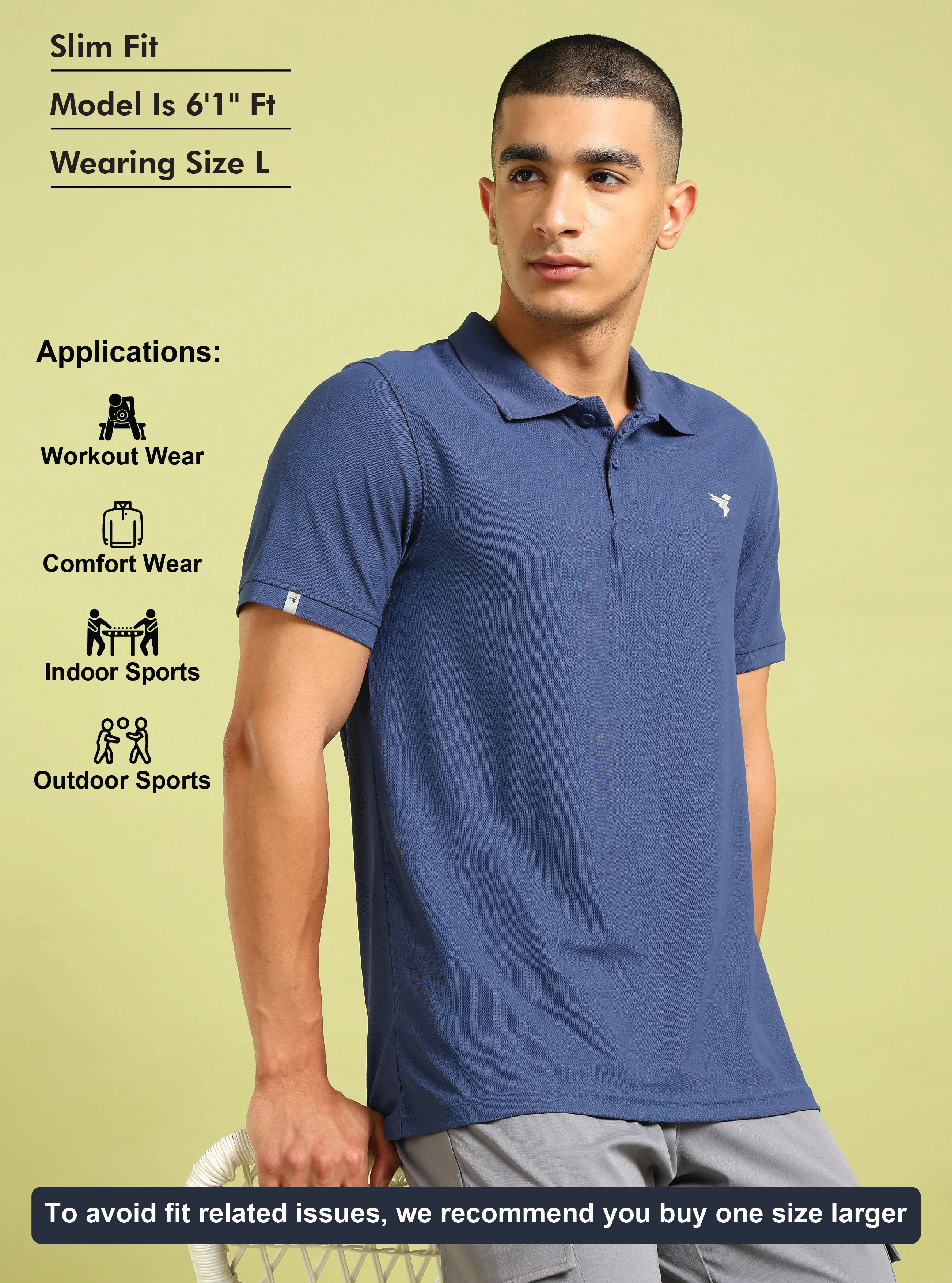 Men Solid Slim Fit Polo T-shirt with MATPIQ - Image 4
