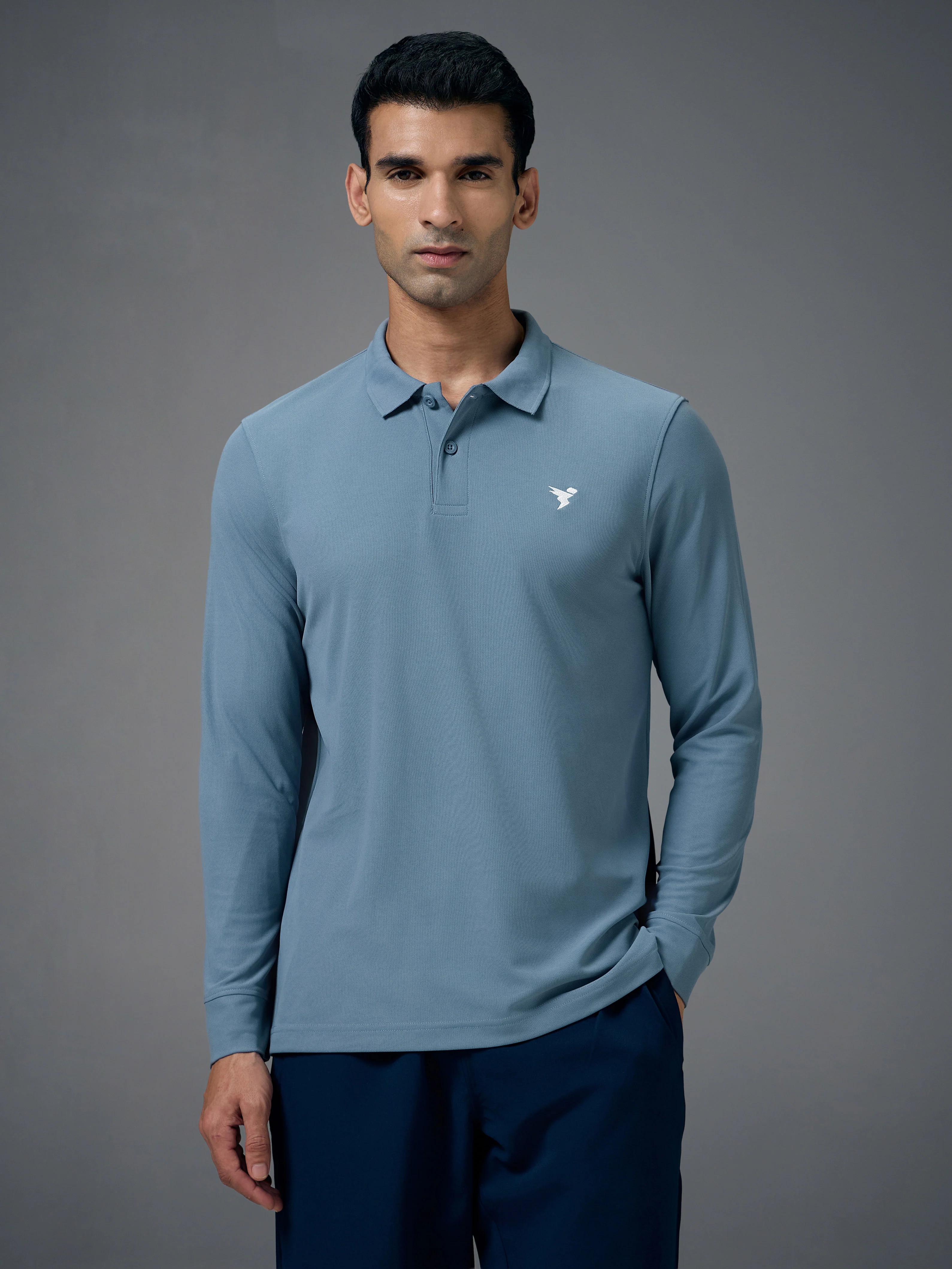 Men Solid Slim Fit Polo T-shirt with MATPIQ - Image 2