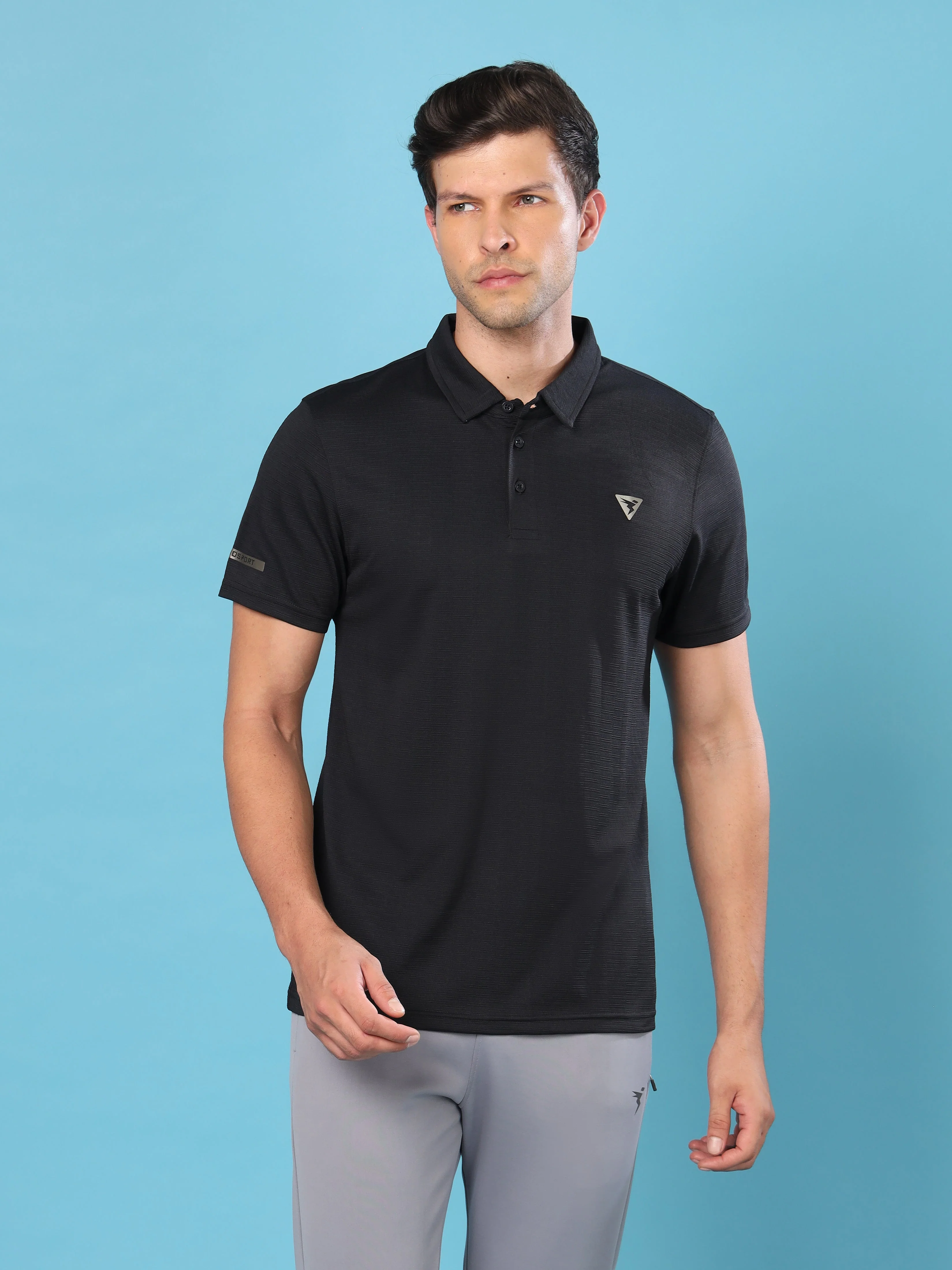 Men Solid Slim Fit Polo T-shirt with MATPIQ