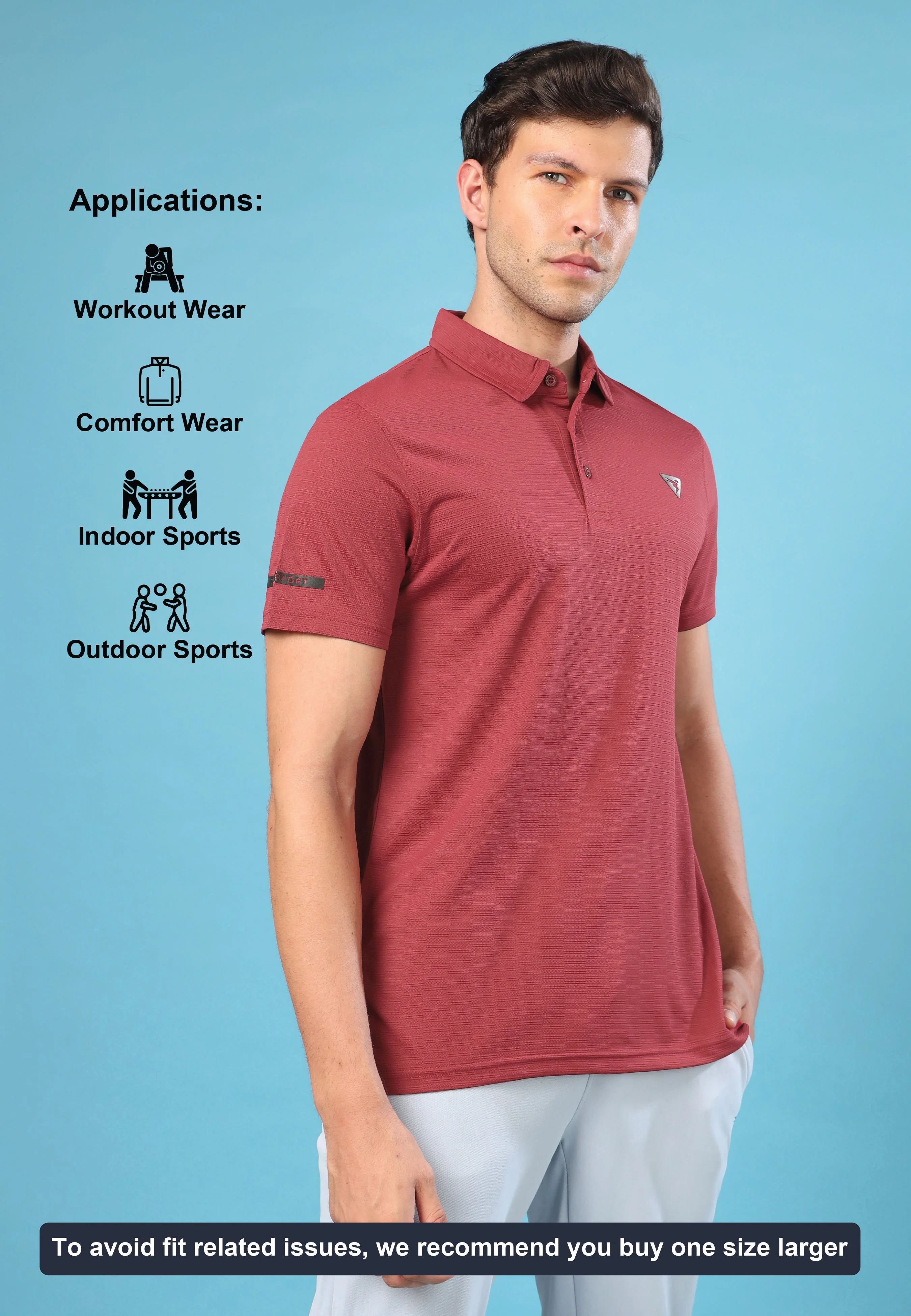 Men Solid Slim Fit Polo T-shirt with MATPIQ - Image 5