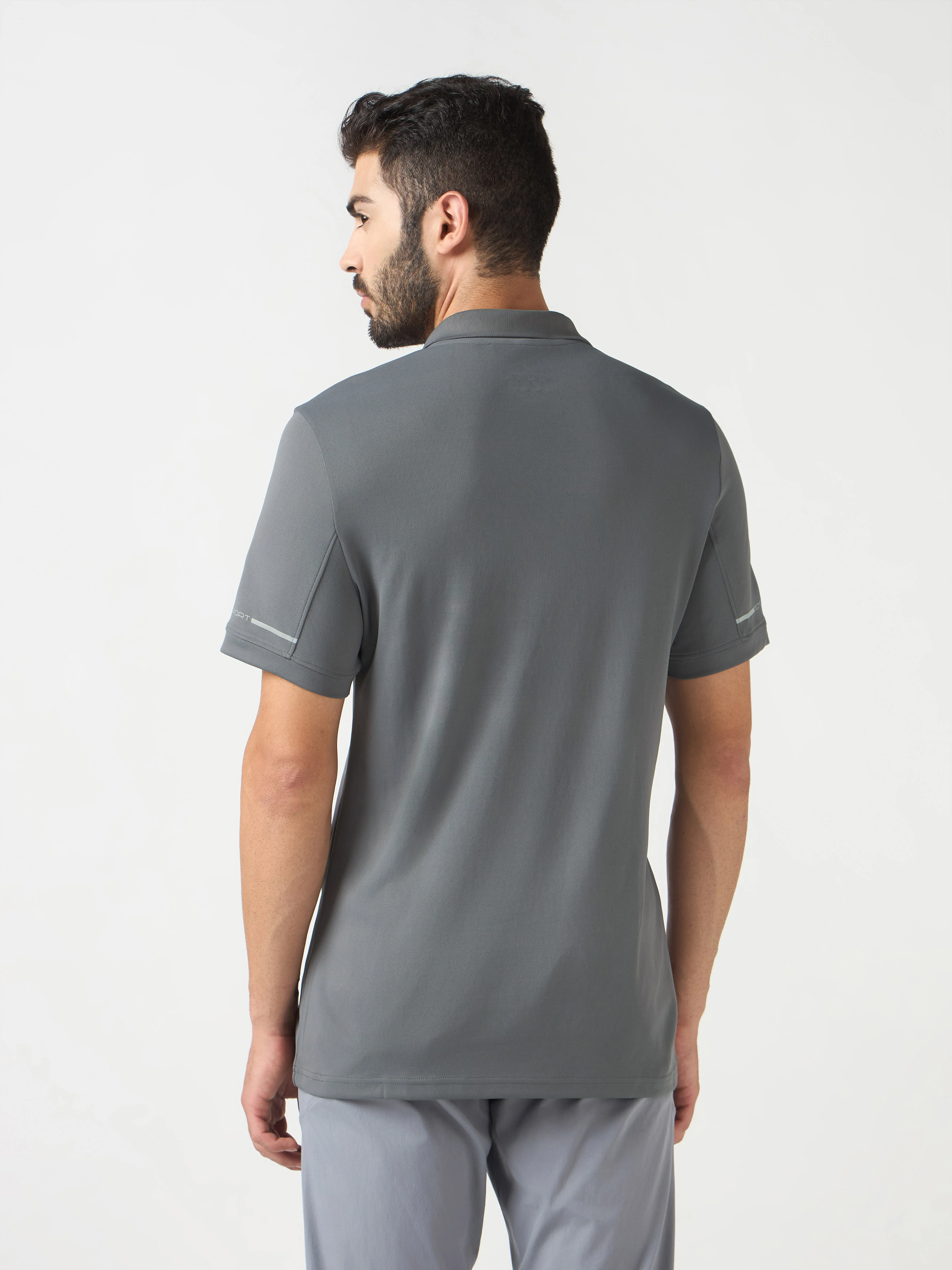 Men Solid Slim Fit Polo T-shirt with TECHNO COOL+ - Image 2