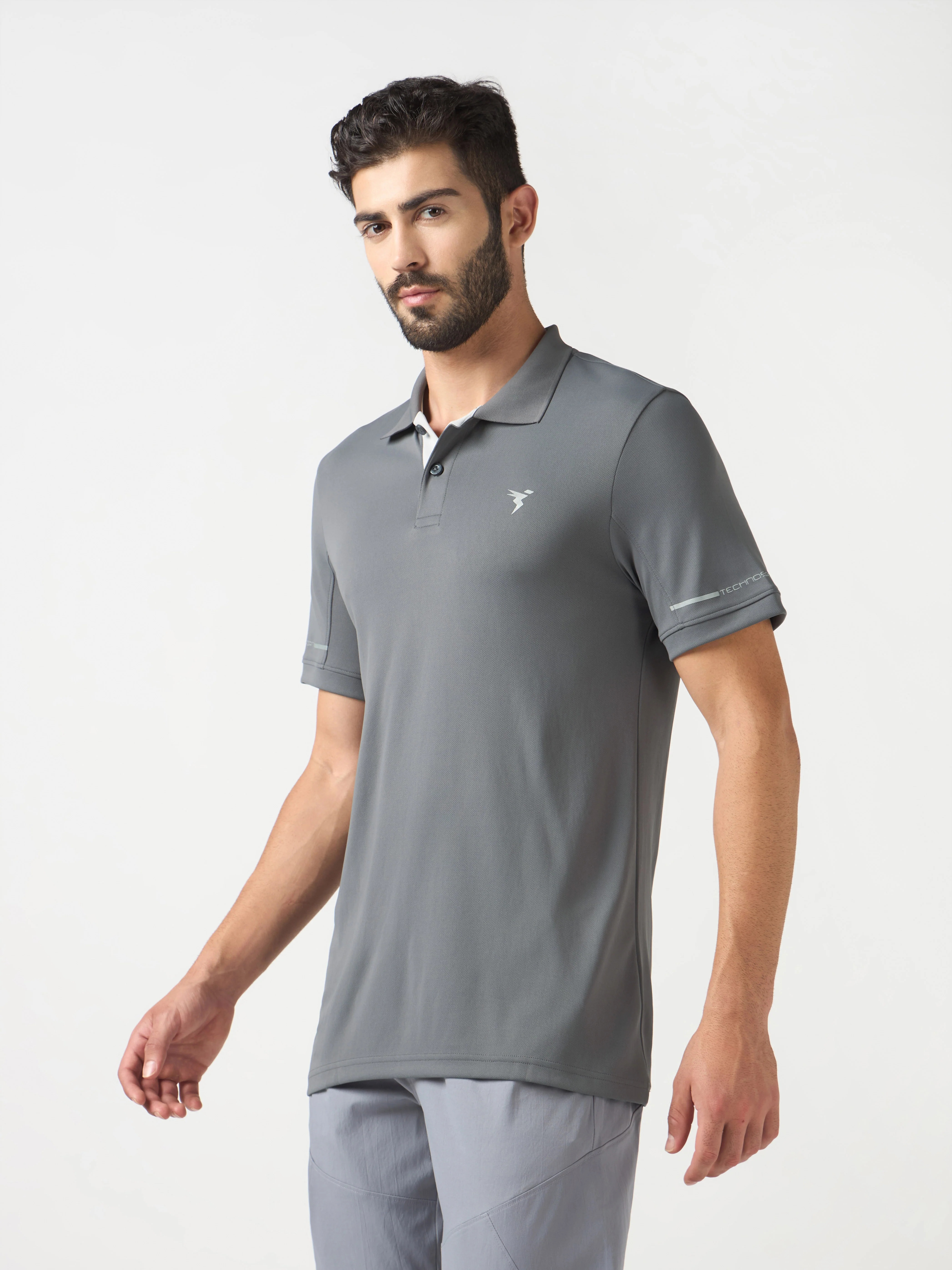Men Solid Slim Fit Polo T-shirt with TECHNO COOL+ - Image 4